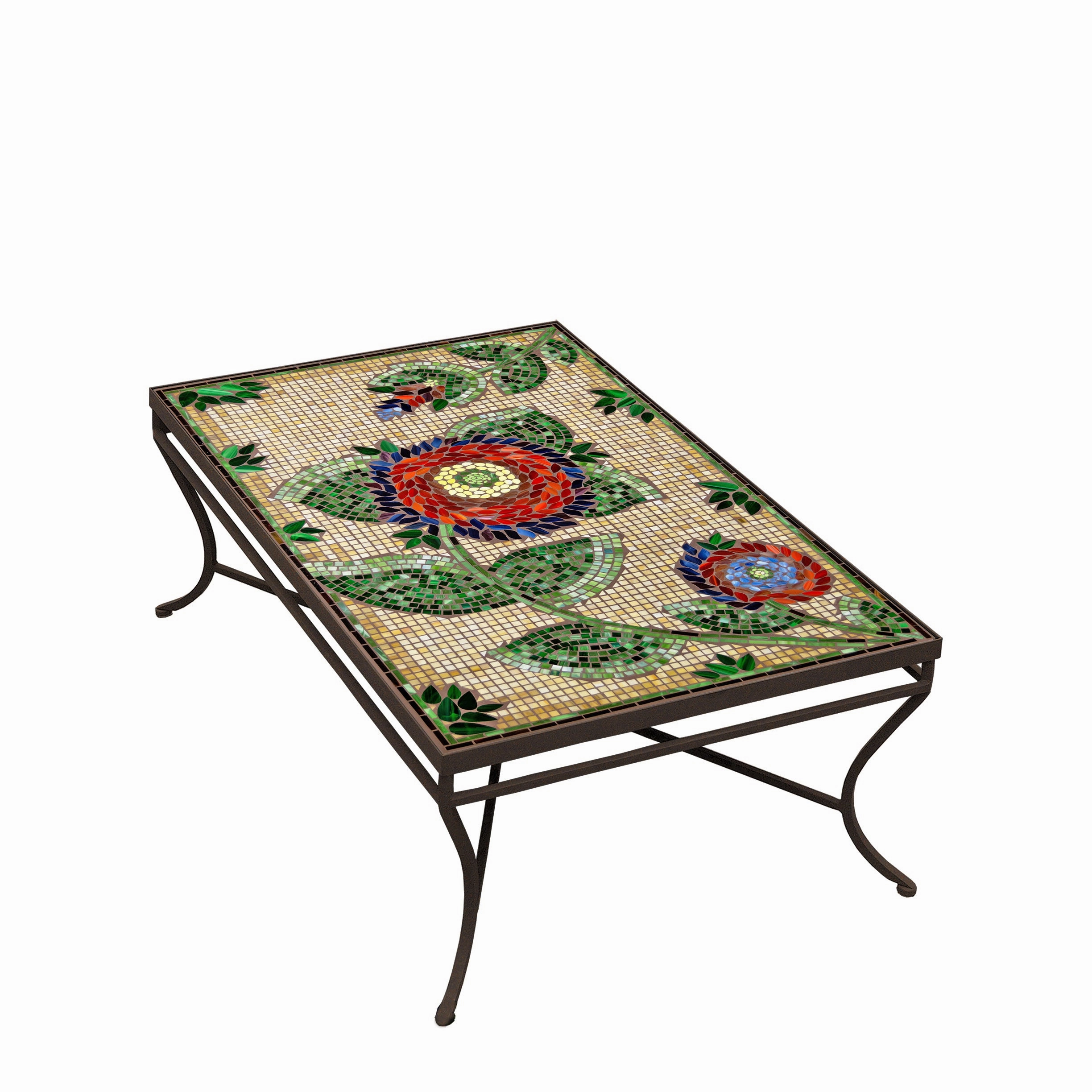 48" x 30" Mosaic Stone Top Coffee Table