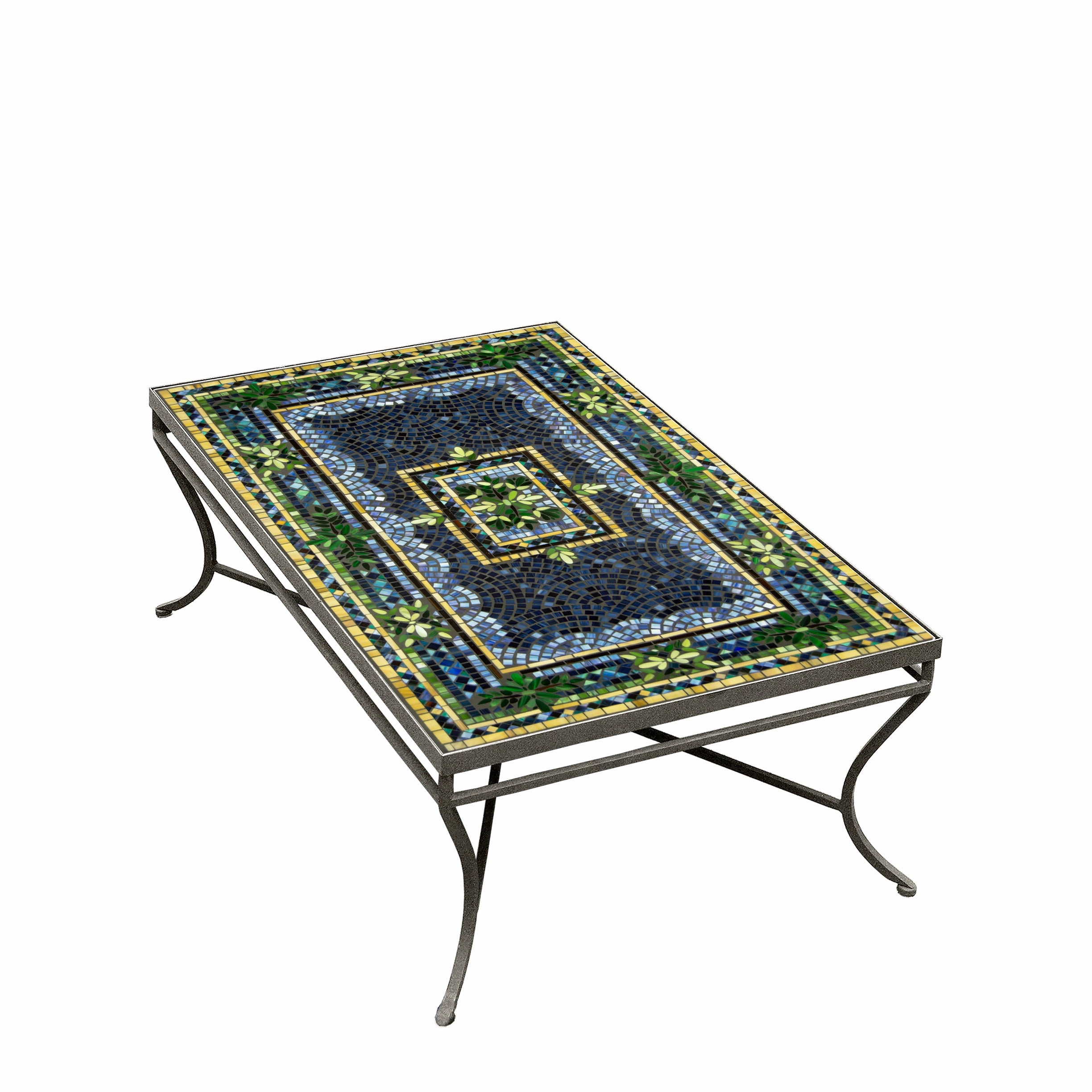 48" x 30" Mosaic Stone Top Coffee Table