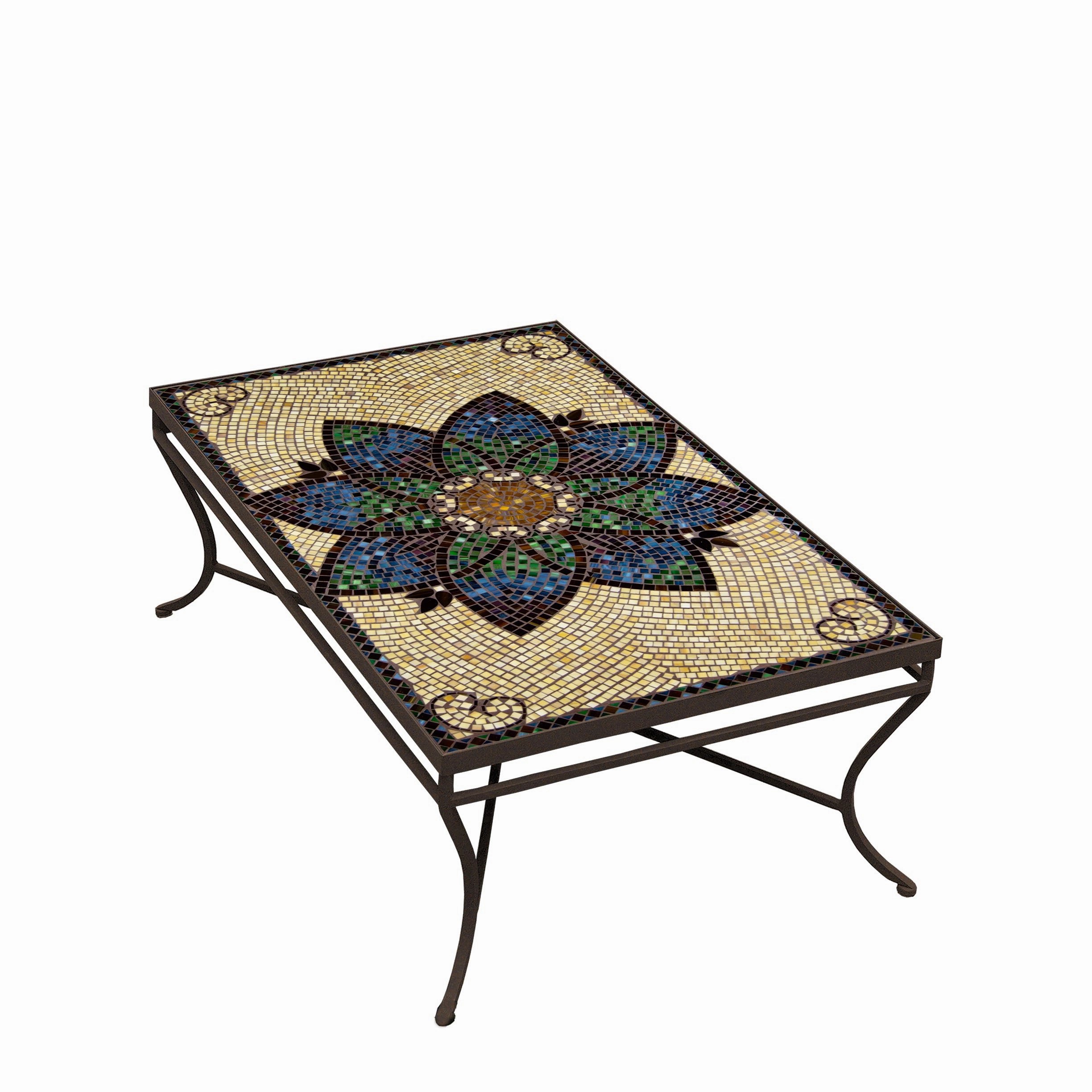 48" x 30" Mosaic Stone Top Coffee Table