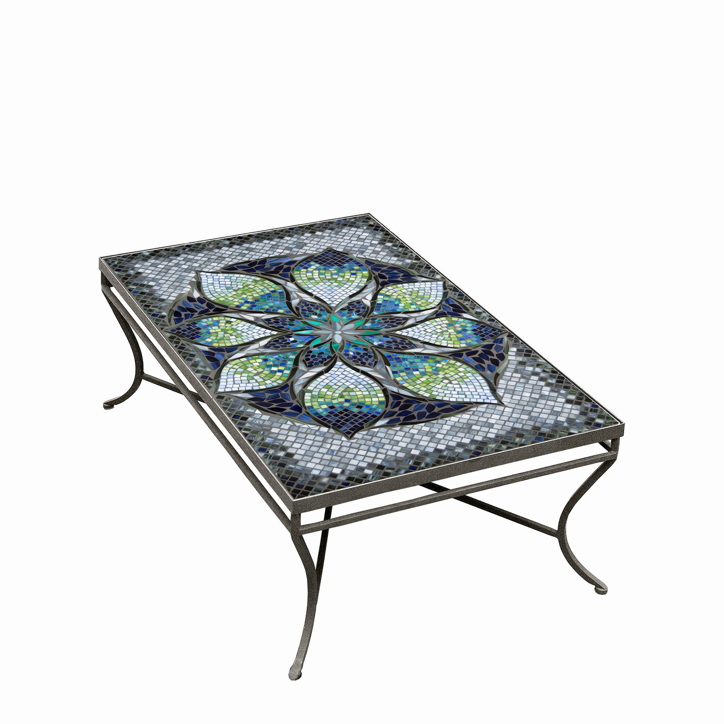48" x 30" Mosaic Stone Top Coffee Table