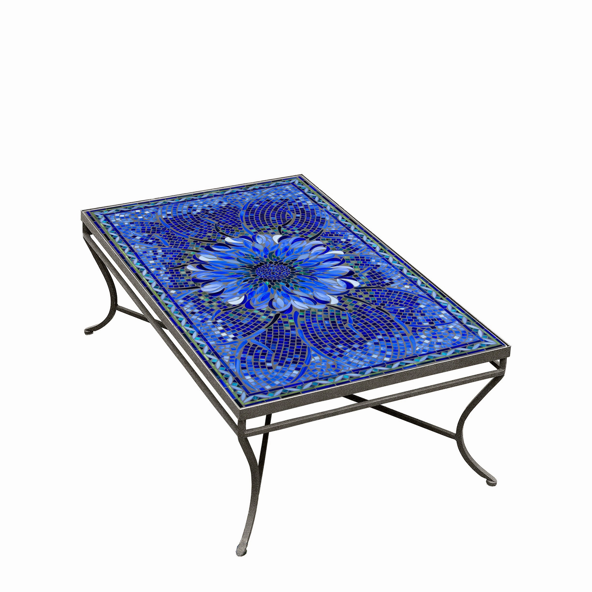 48" x 30" Mosaic Stone Top Coffee Table