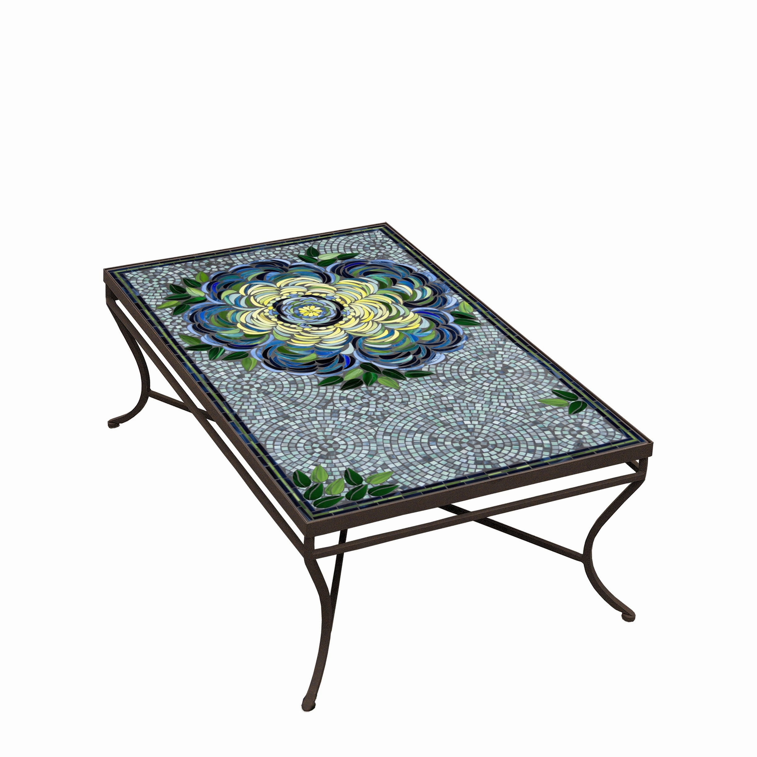 48" x 30" Mosaic Stone Top Coffee Table