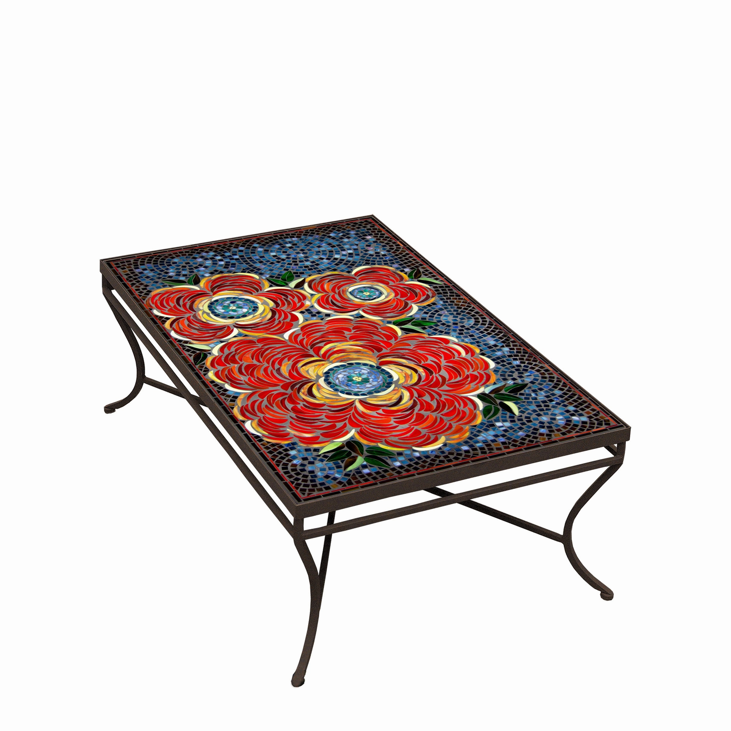 48" x 30" Mosaic Stone Top Coffee Table