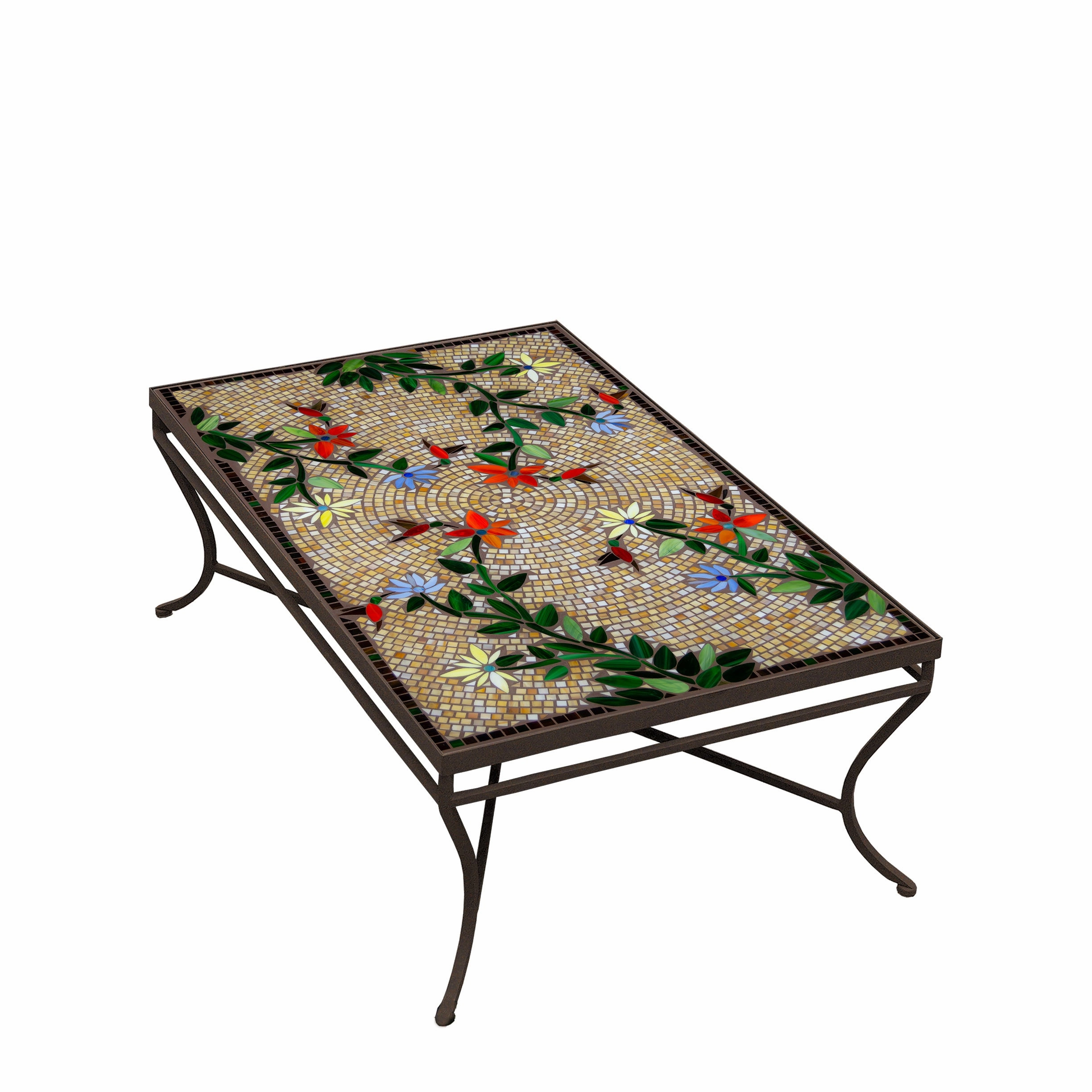 48" x 30" Mosaic Stone Top Coffee Table