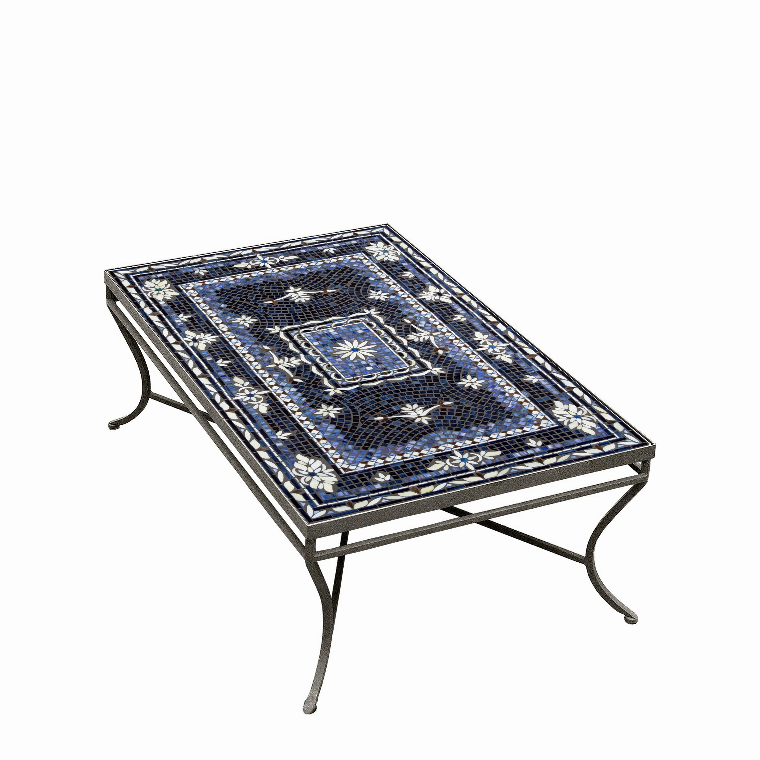 48" x 30" Mosaic Stone Top Coffee Table