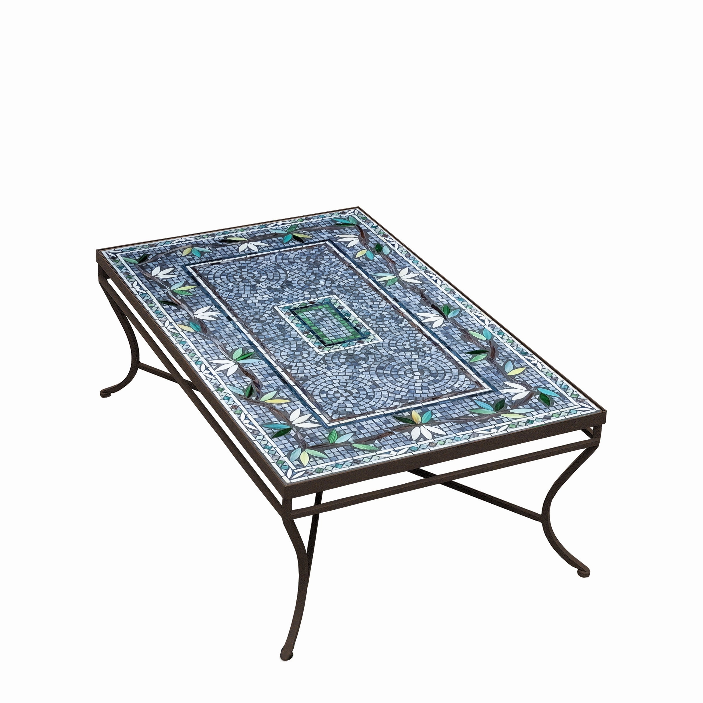 48" x 30" Mosaic Stone Top Coffee Table