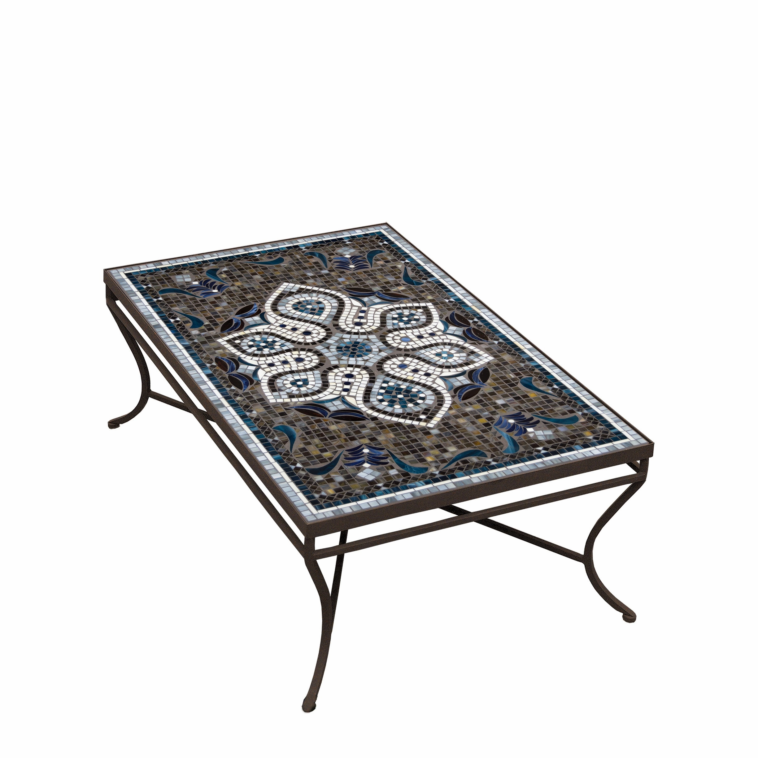 48" x 30" Mosaic Stone Top Coffee Table