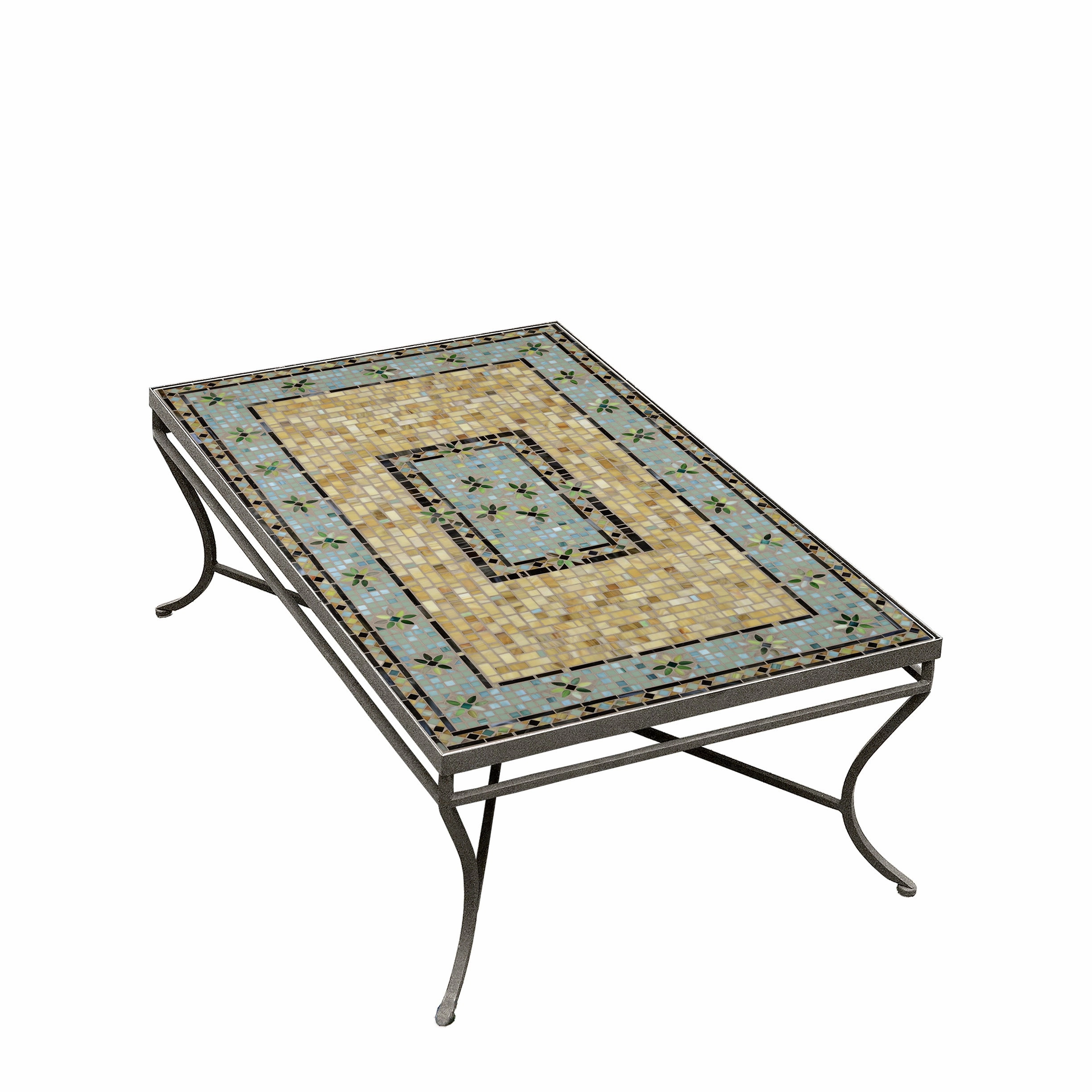 48" x 30" Mosaic Stone Top Coffee Table