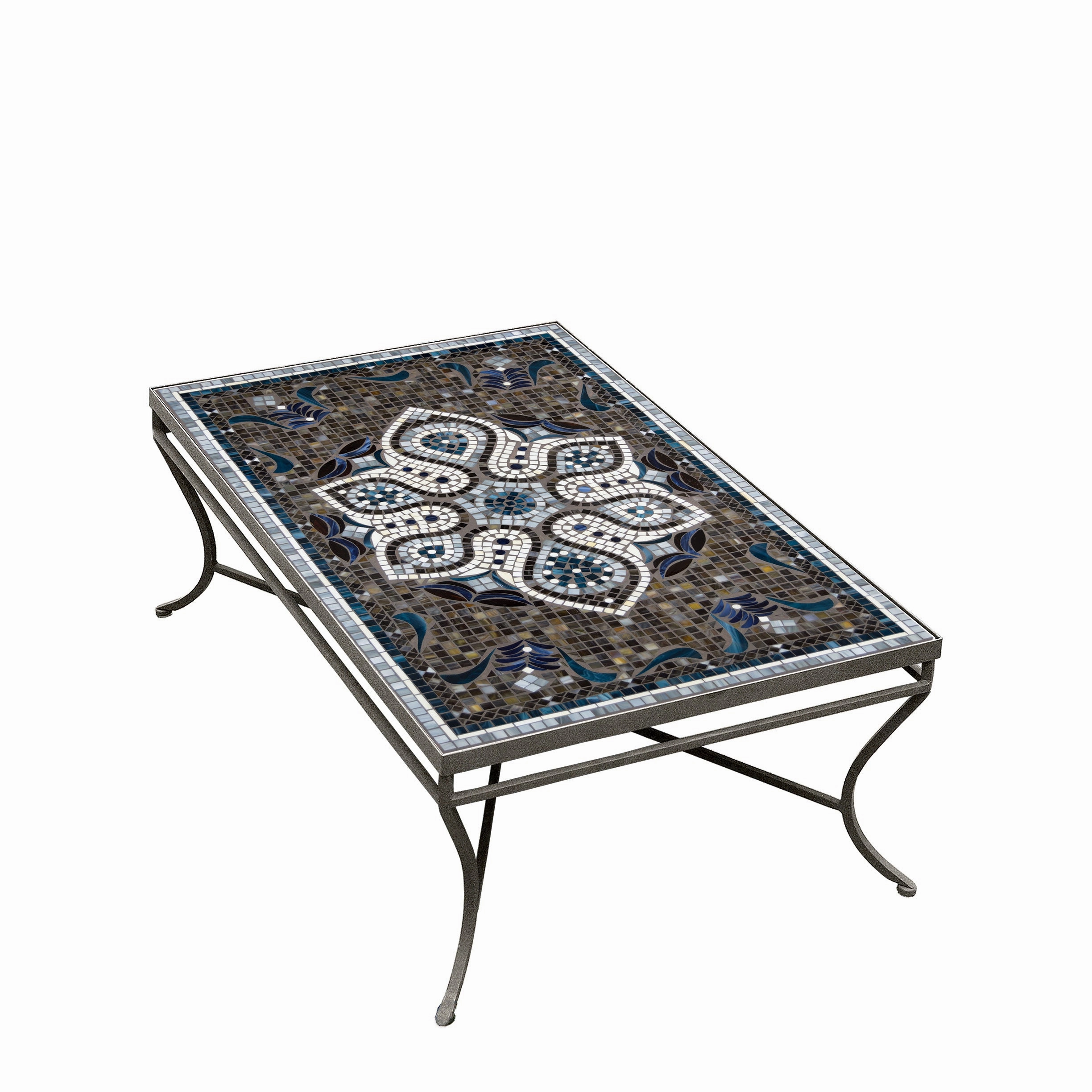 48" x 30" Mosaic Stone Top Coffee Table