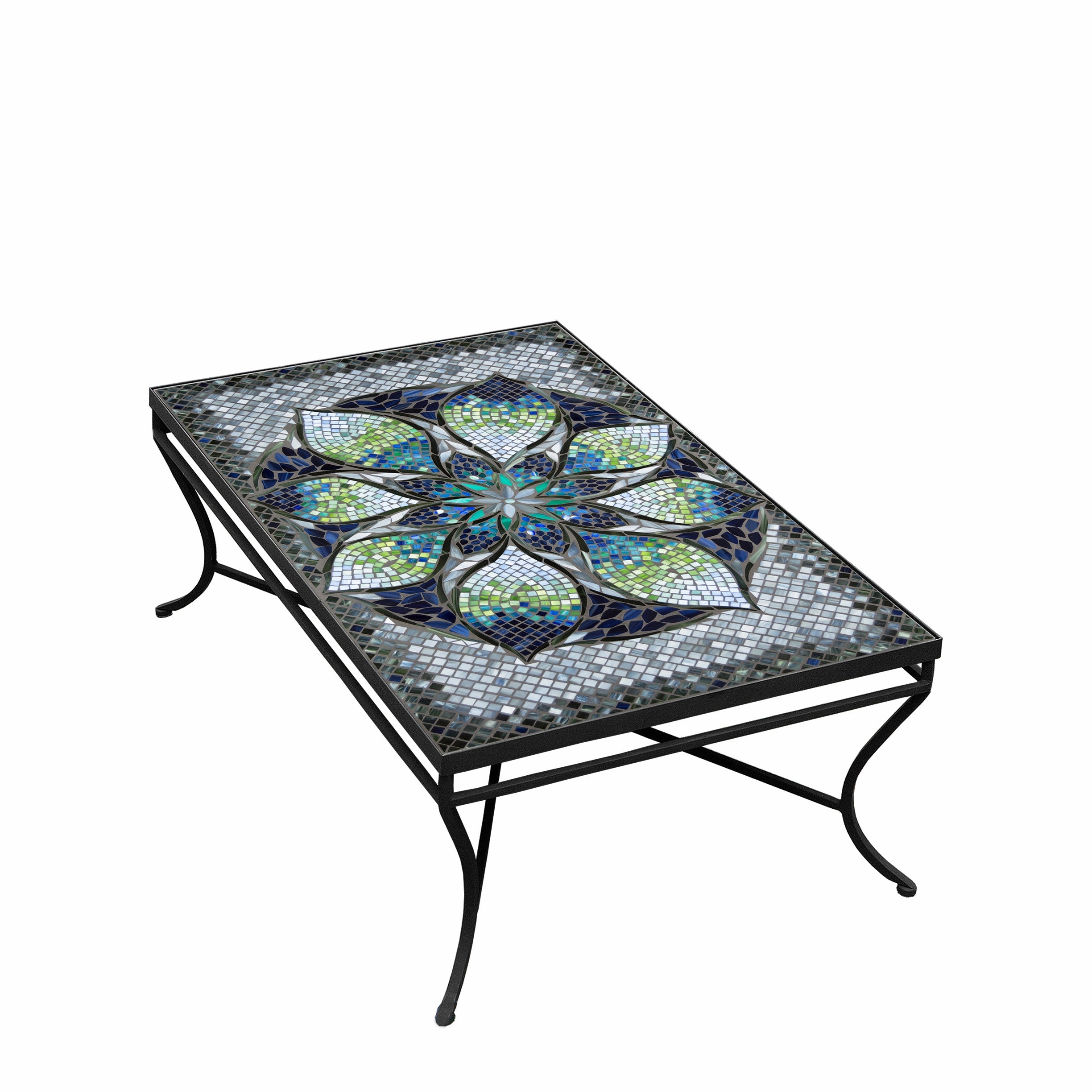 48" x 30" Mosaic Stone Top Coffee Table