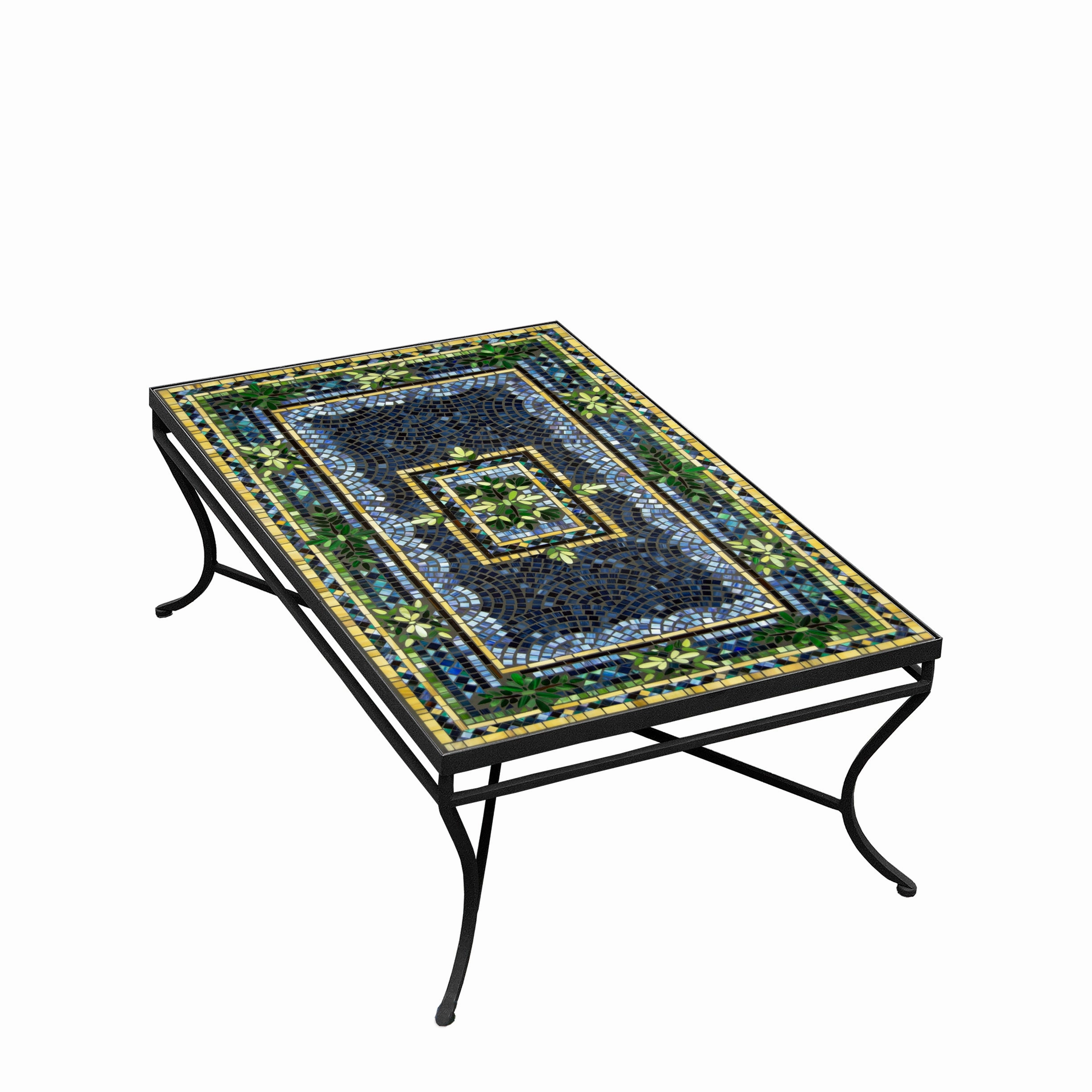 48" x 30" Mosaic Stone Top Coffee Table