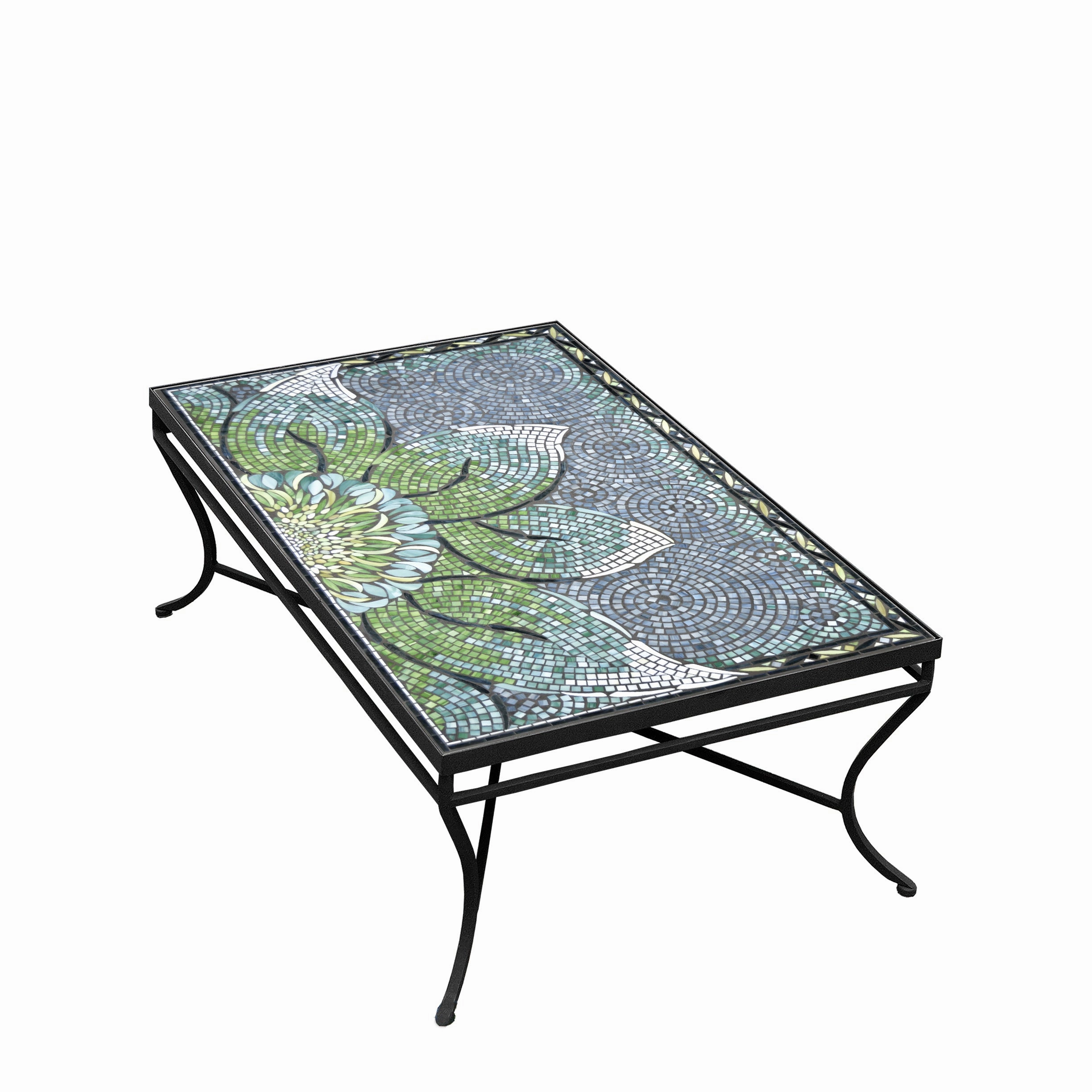 48" x 30" Mosaic Stone Top Coffee Table