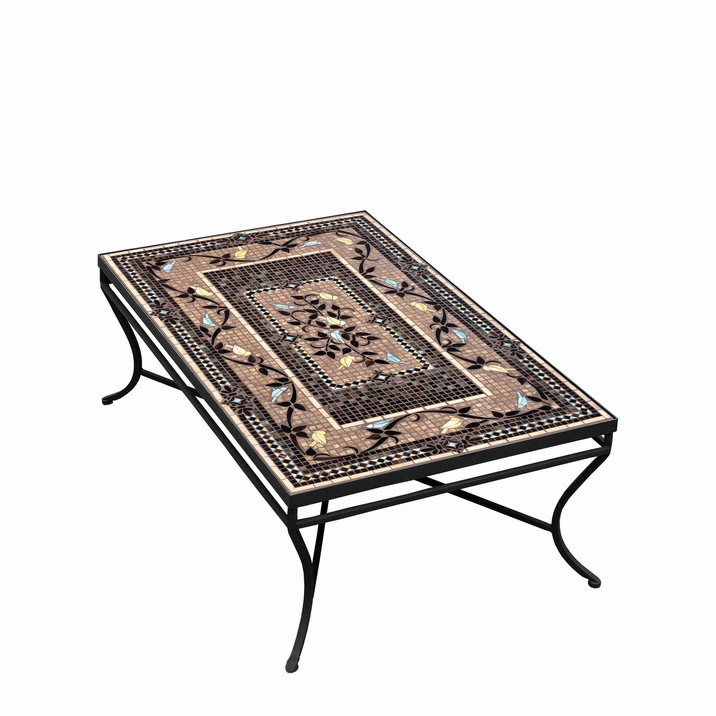 48" x 30" Mosaic Stone Top Coffee Table