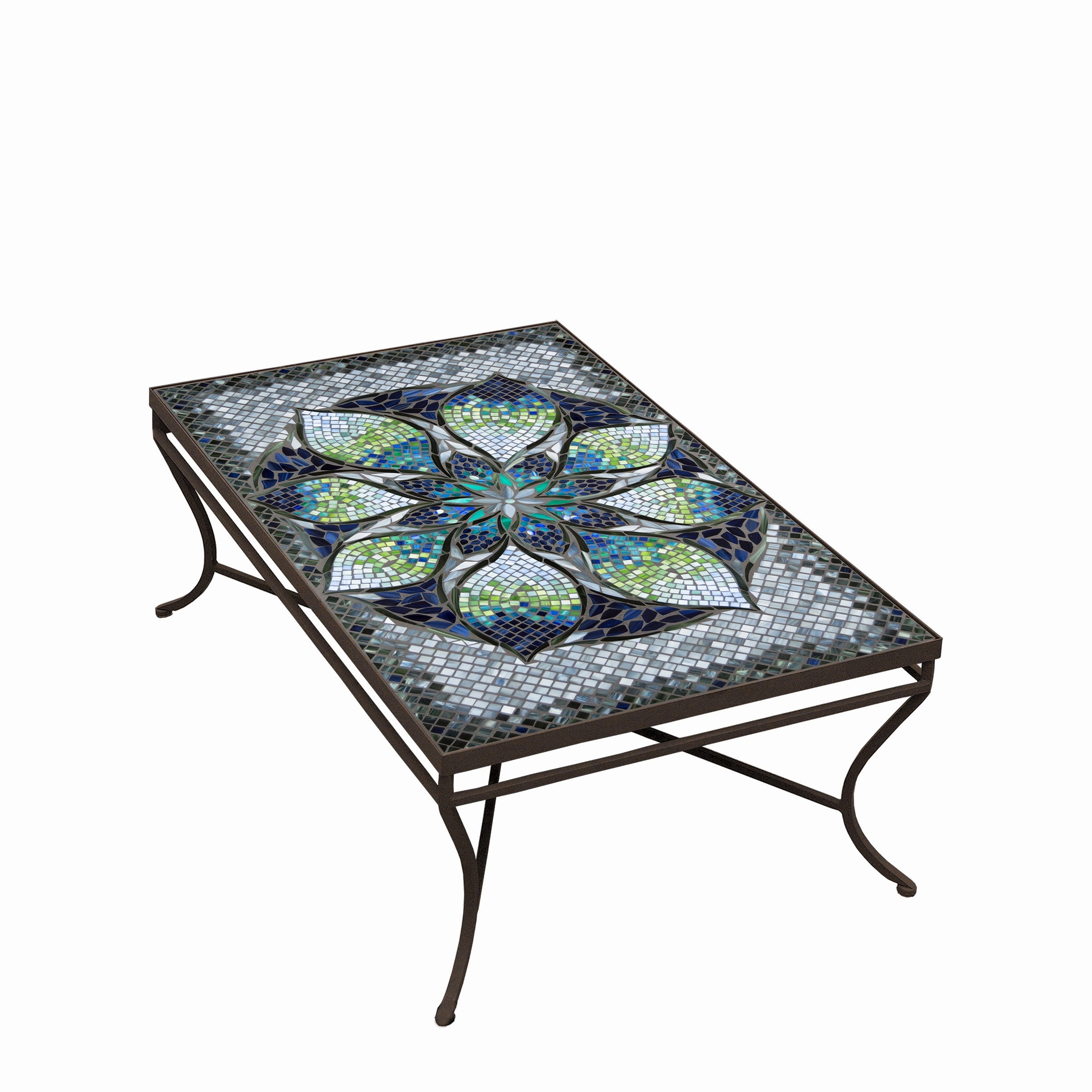48" x 30" Mosaic Stone Top Coffee Table