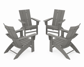 4-Piece Modern Curveback Adirondack Conversation Setoutdoor patio dining furniture set