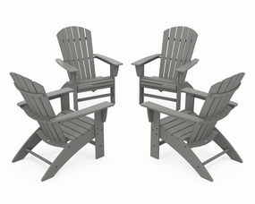 4-Piece Nautical Curveback Adirondack Chair Conversation Setoutdoor patio dining furniture set