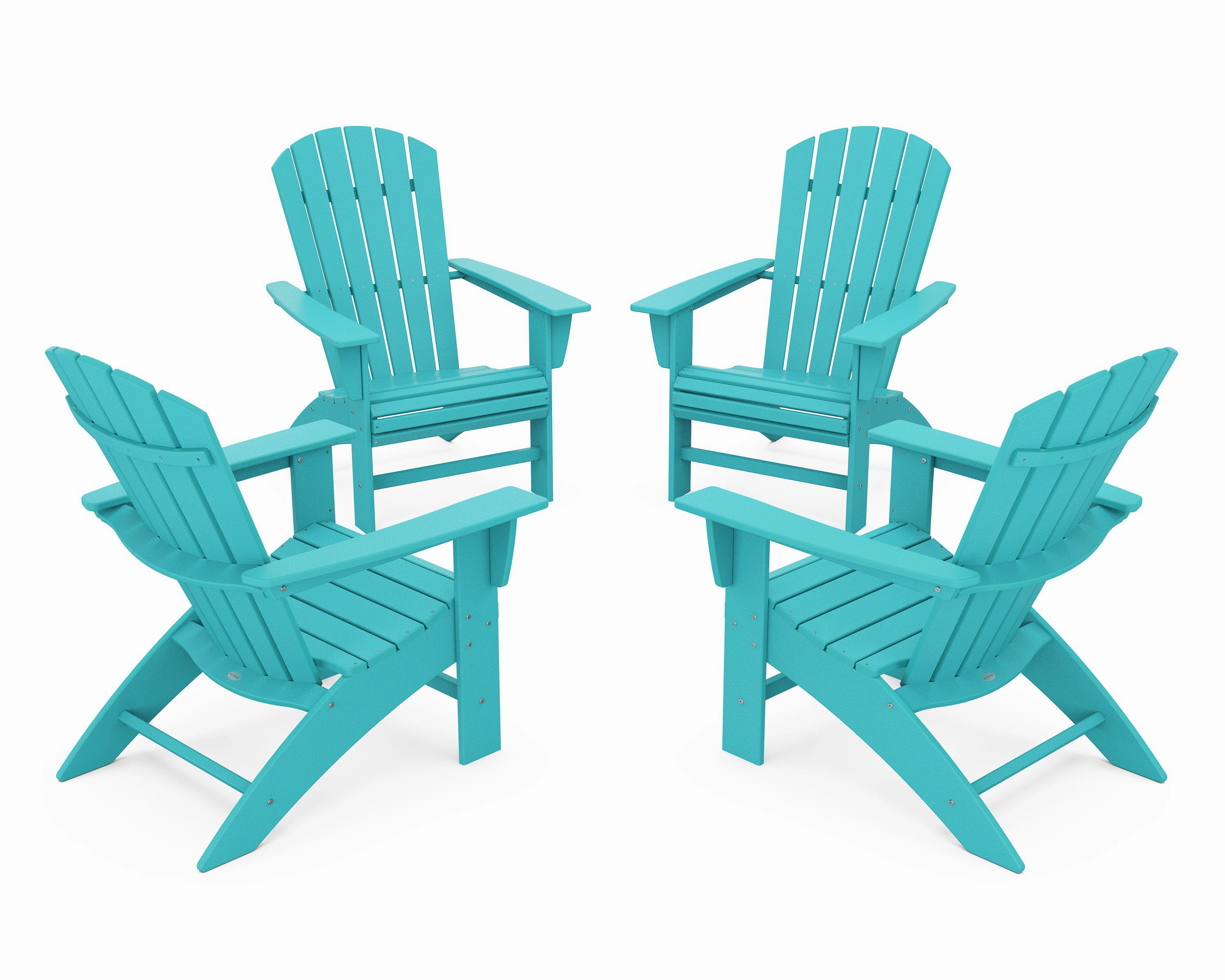 4-Piece Nautical Curveback Adirondack Chair Conversation Set