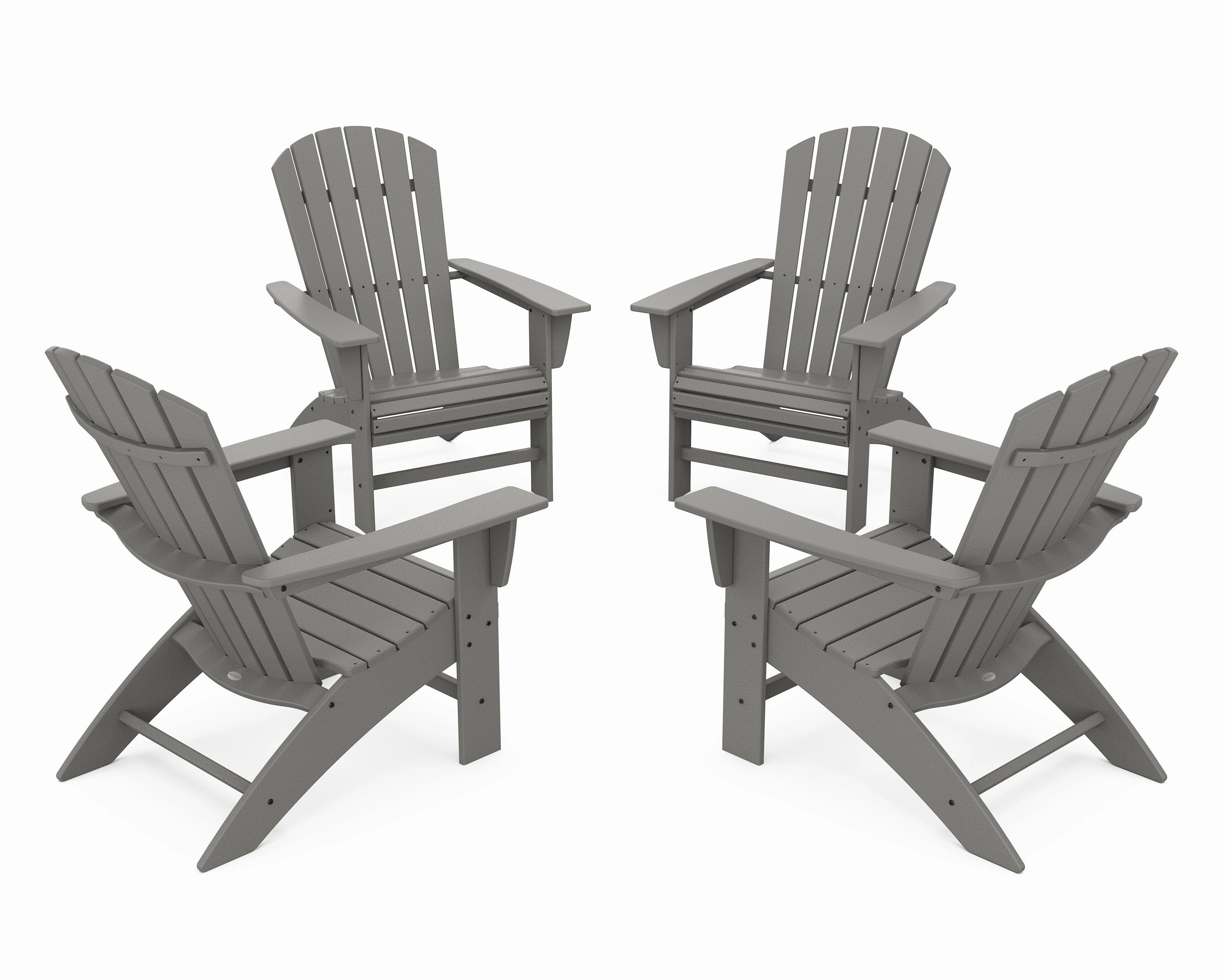 4-Piece Nautical Curveback Adirondack Chair Conversation Setoutdoor patio dining furniture set
