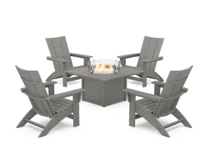 5-Piece Modern Grand Adirondack Conversation Set with Fire Pit Tableoutdoor patio dining furniture set