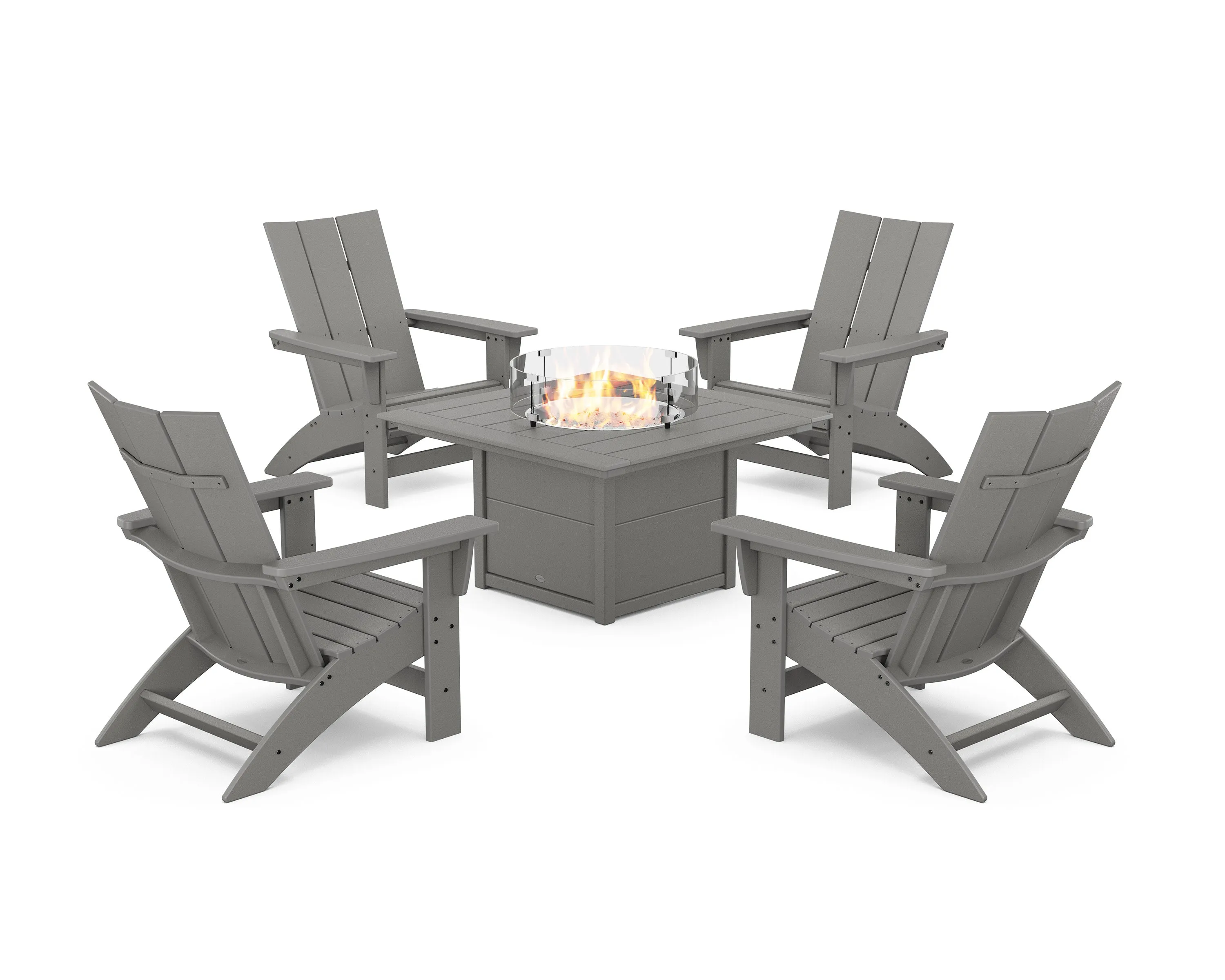 5-Piece Modern Grand Adirondack Conversation Set with Fire Pit Tableoutdoor patio dining furniture set