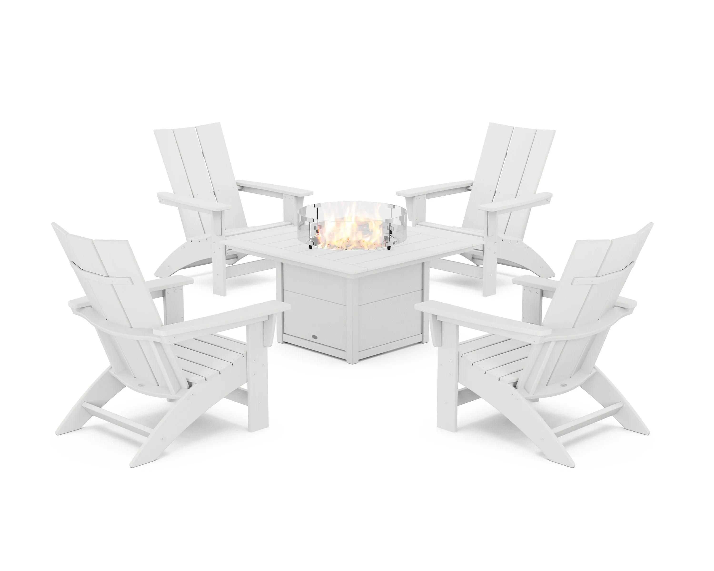 5-Piece Modern Grand Adirondack Conversation Set with Fire Pit Table
