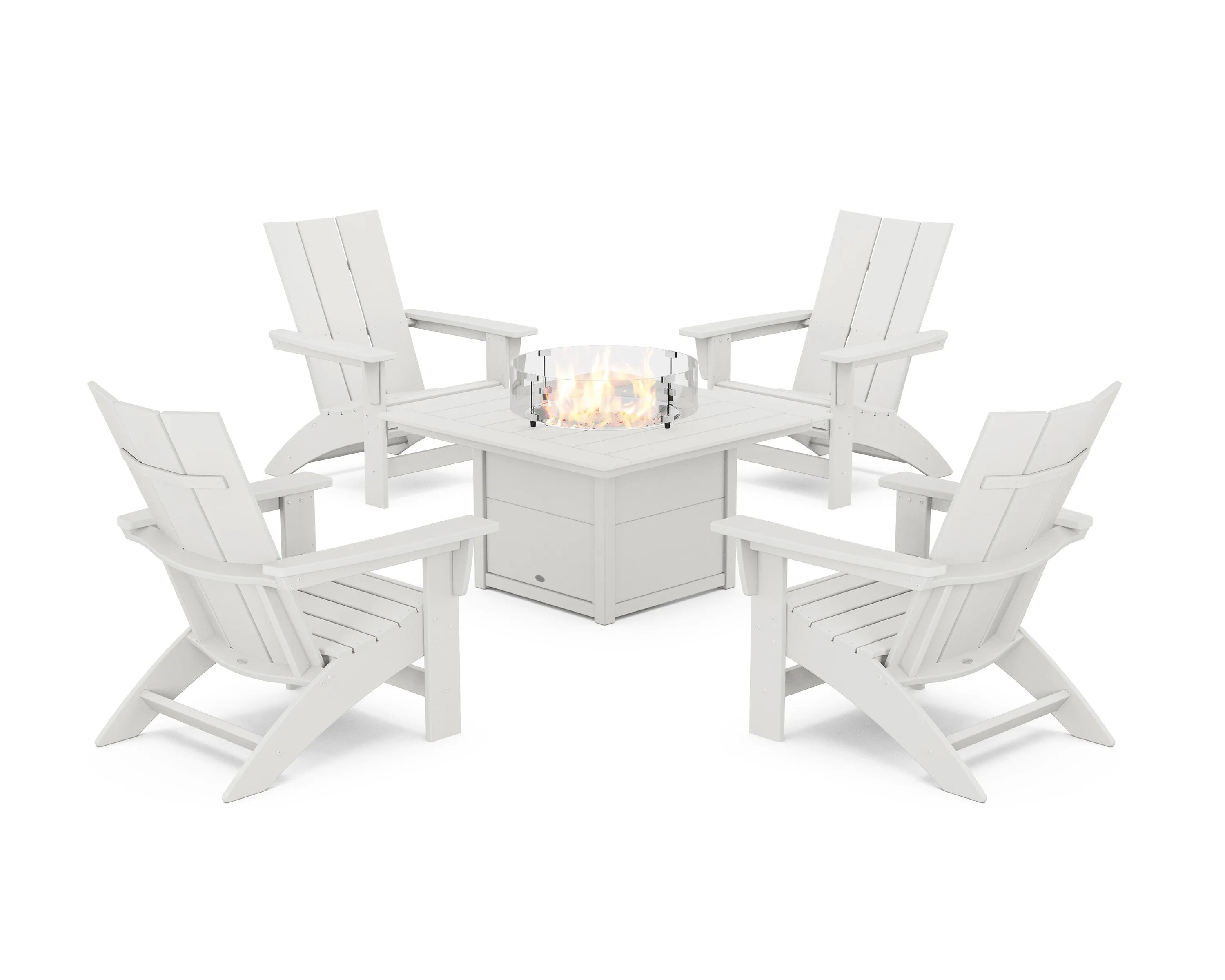 5-Piece Modern Grand Adirondack Conversation Set with Fire Pit Table