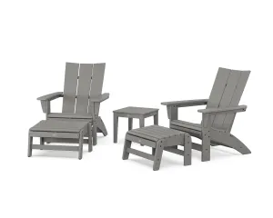 5-Piece Modern Grand Adirondack Set with Ottomans and Side Tableoutdoor patio dining furniture set