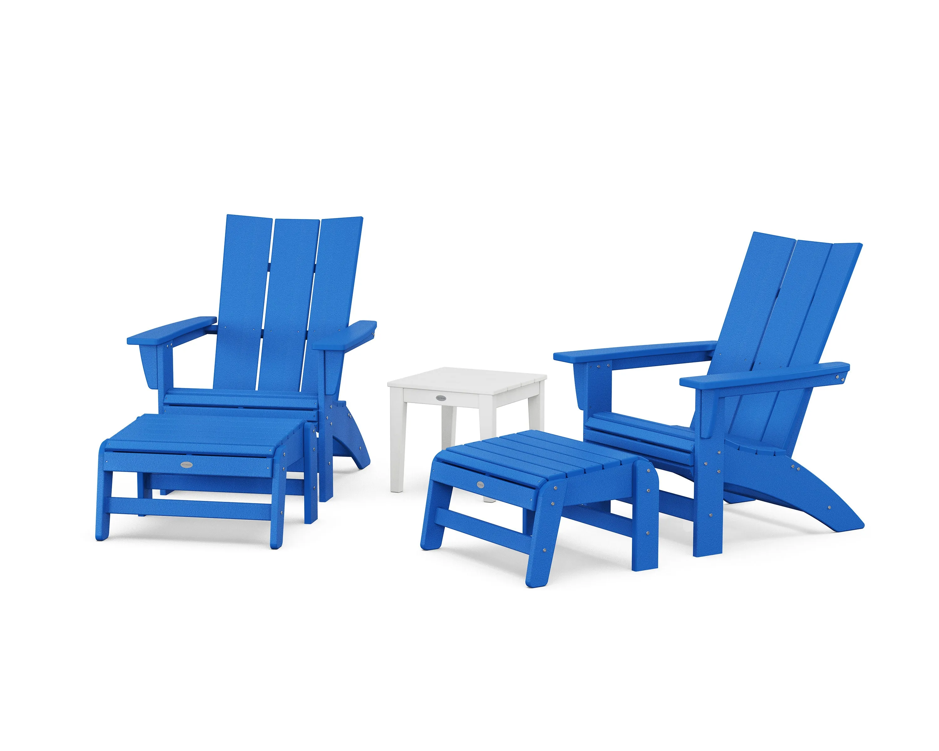 5-Piece Modern Grand Adirondack Set with Ottomans and Side Table