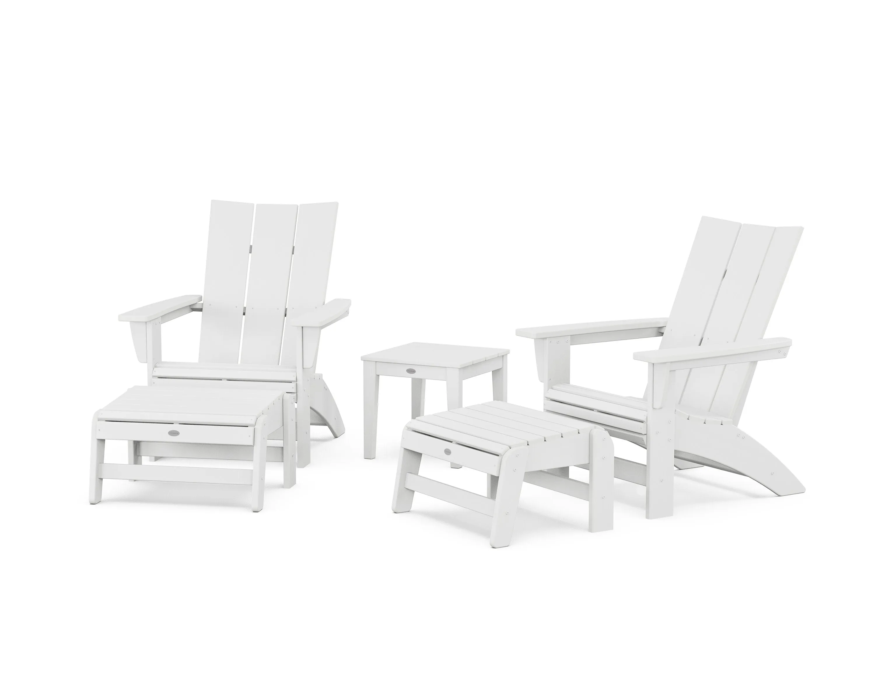 5-Piece Modern Grand Adirondack Set with Ottomans and Side Table