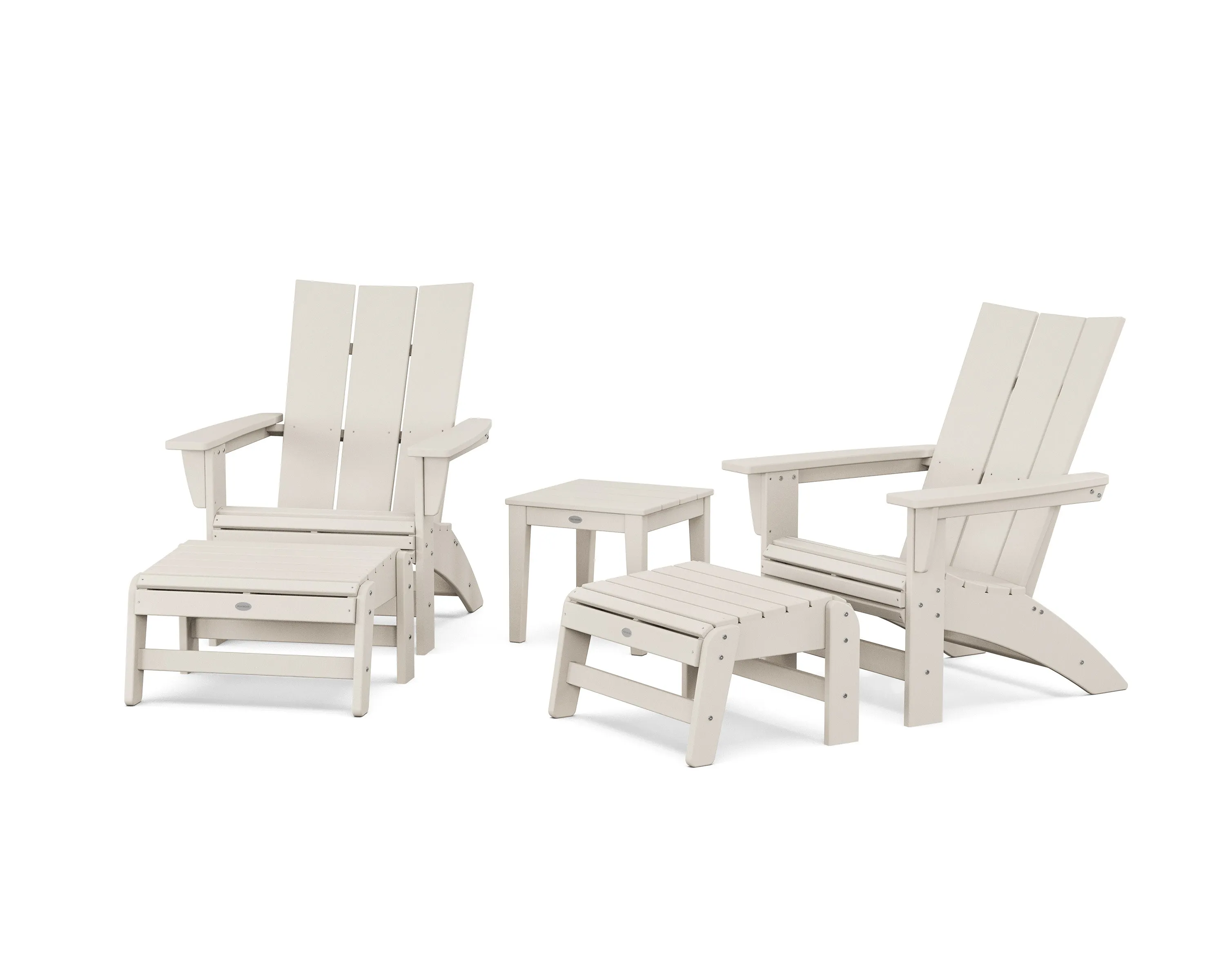 5-Piece Modern Grand Adirondack Set with Ottomans and Side Table