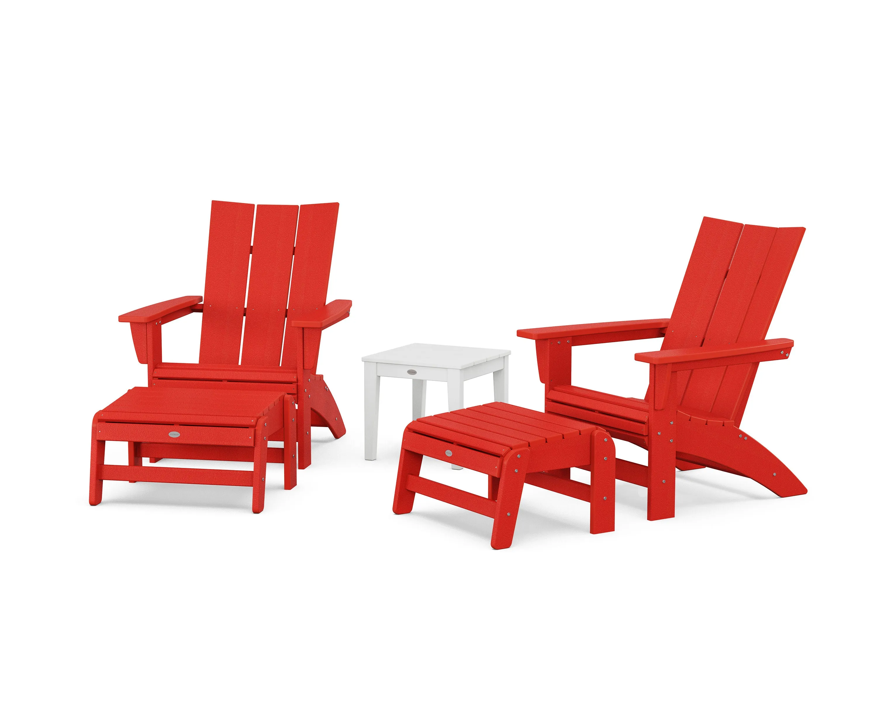 5-Piece Modern Grand Adirondack Set with Ottomans and Side Table