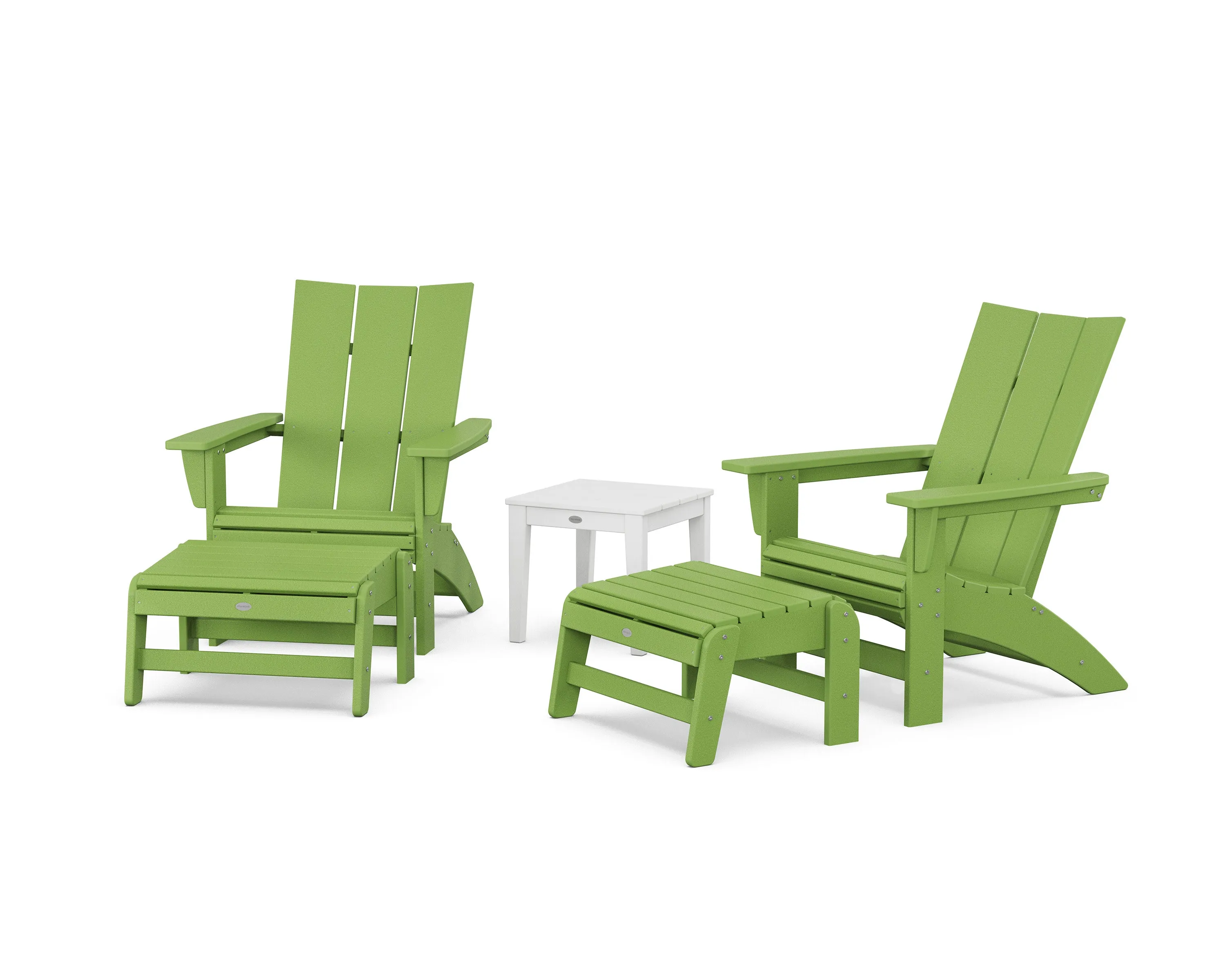 5-Piece Modern Grand Adirondack Set with Ottomans and Side Table