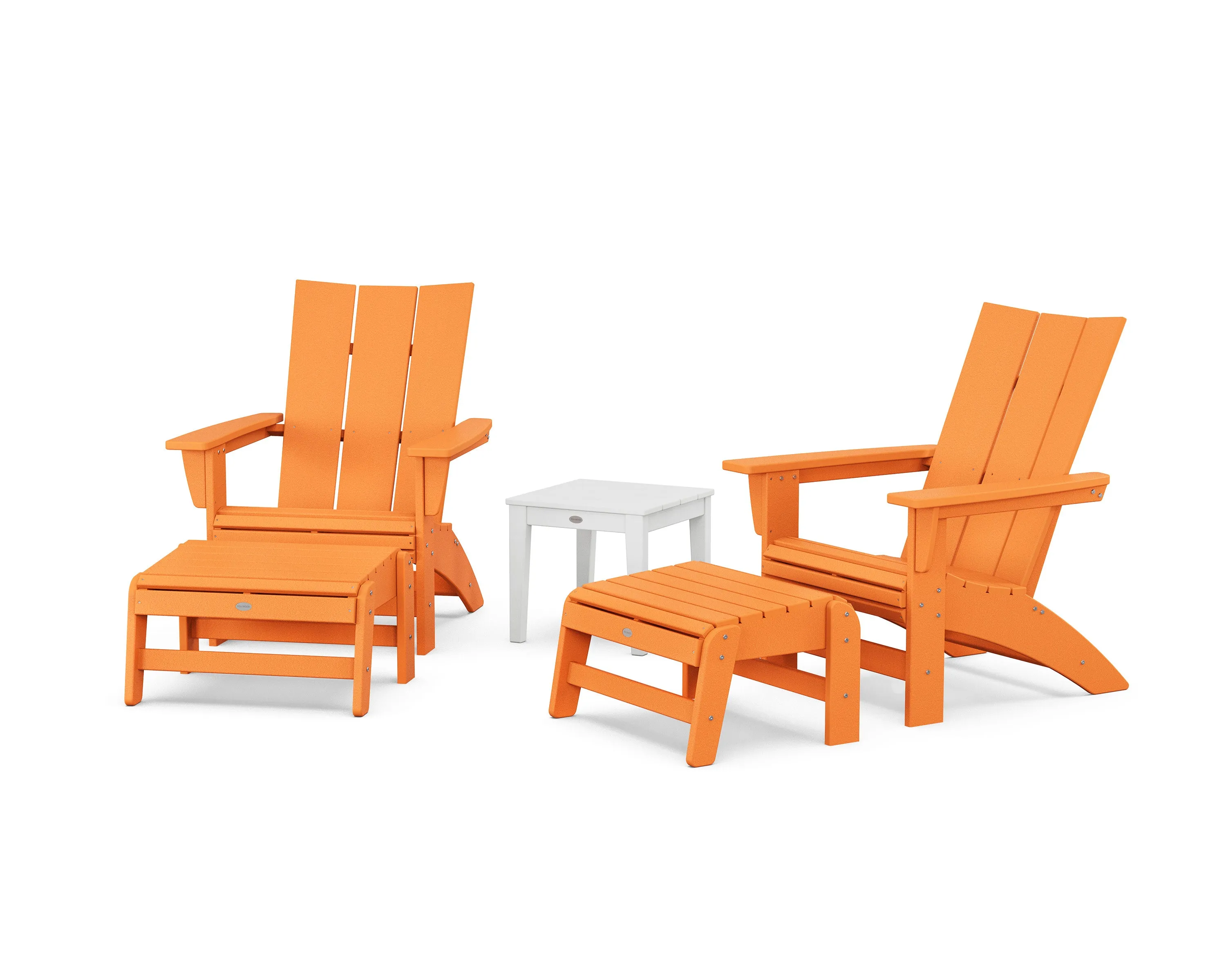 5-Piece Modern Grand Adirondack Set with Ottomans and Side Table