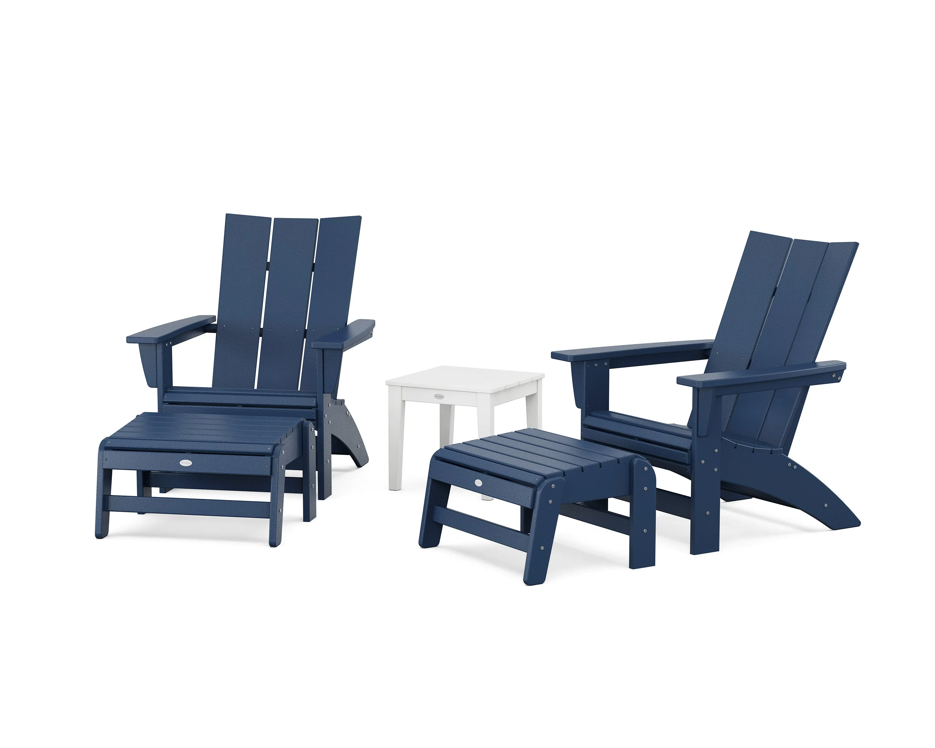 5-Piece Modern Grand Adirondack Set with Ottomans and Side Table