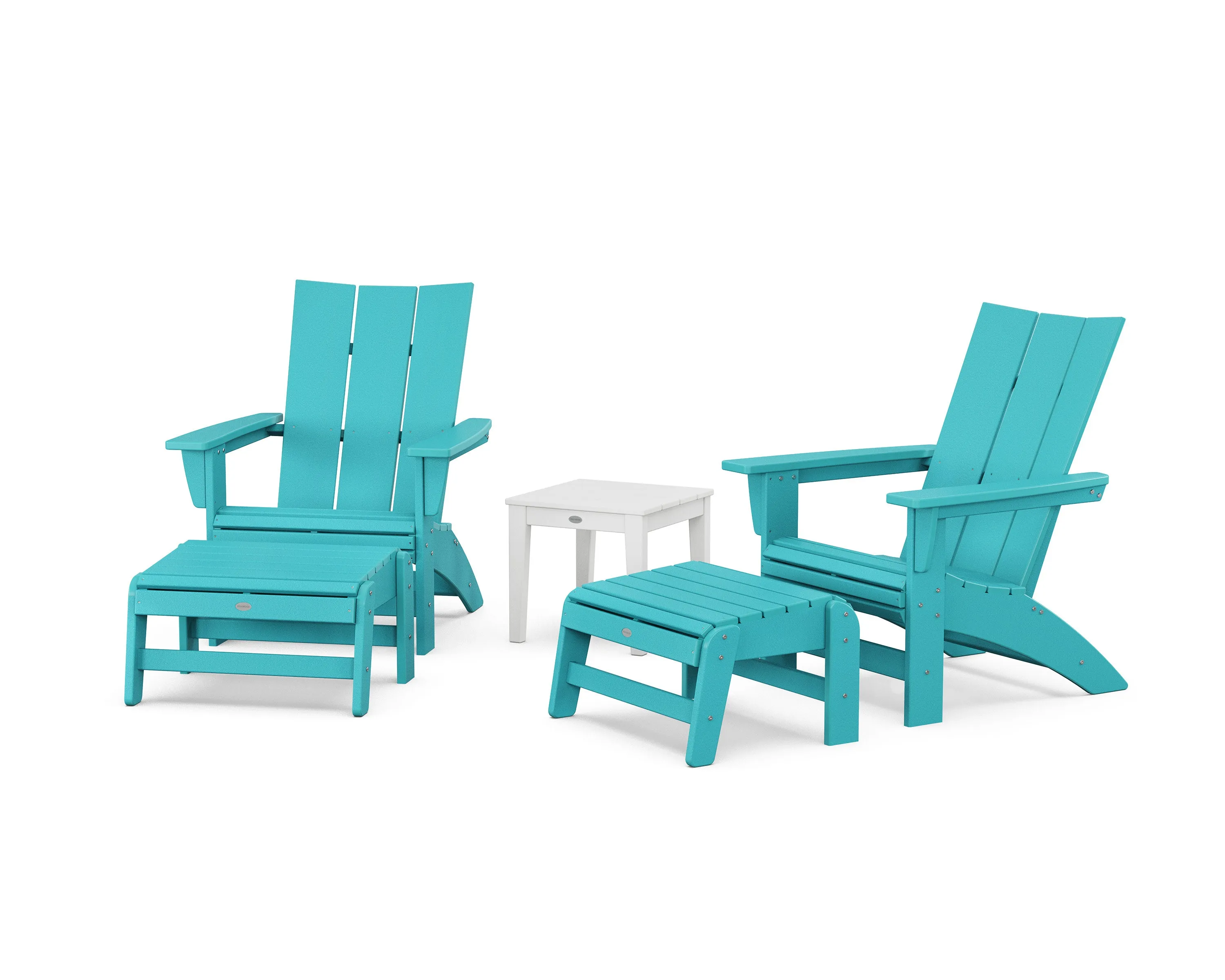 5-Piece Modern Grand Adirondack Set with Ottomans and Side Table