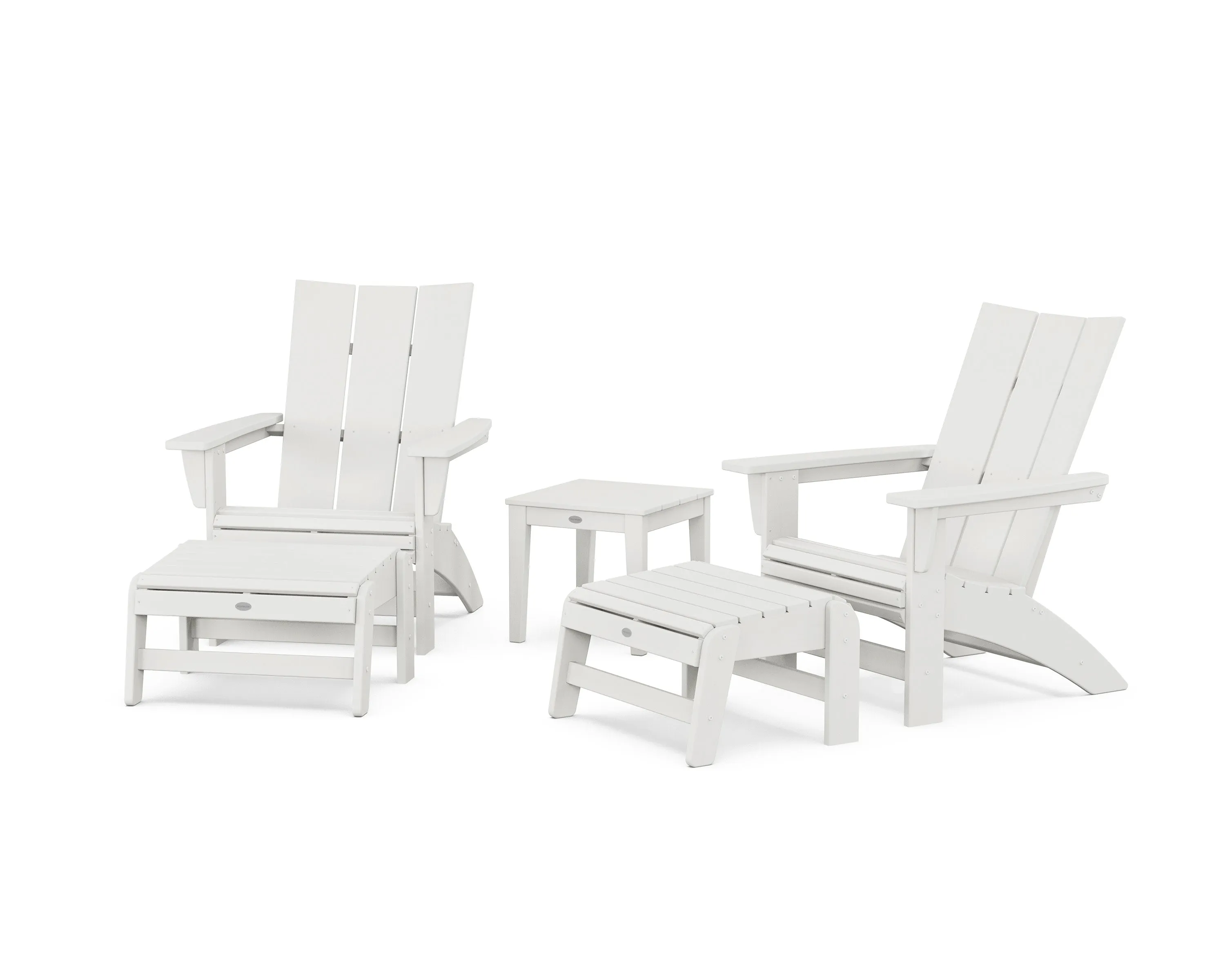 5-Piece Modern Grand Adirondack Set with Ottomans and Side Table