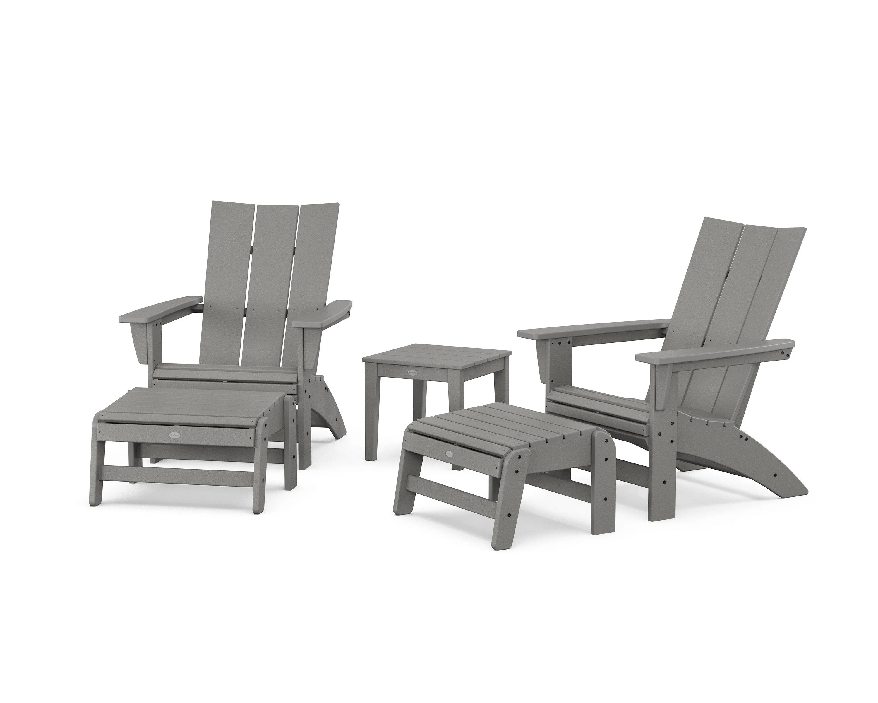 5-Piece Modern Grand Adirondack Set with Ottomans and Side Tableoutdoor patio dining furniture set