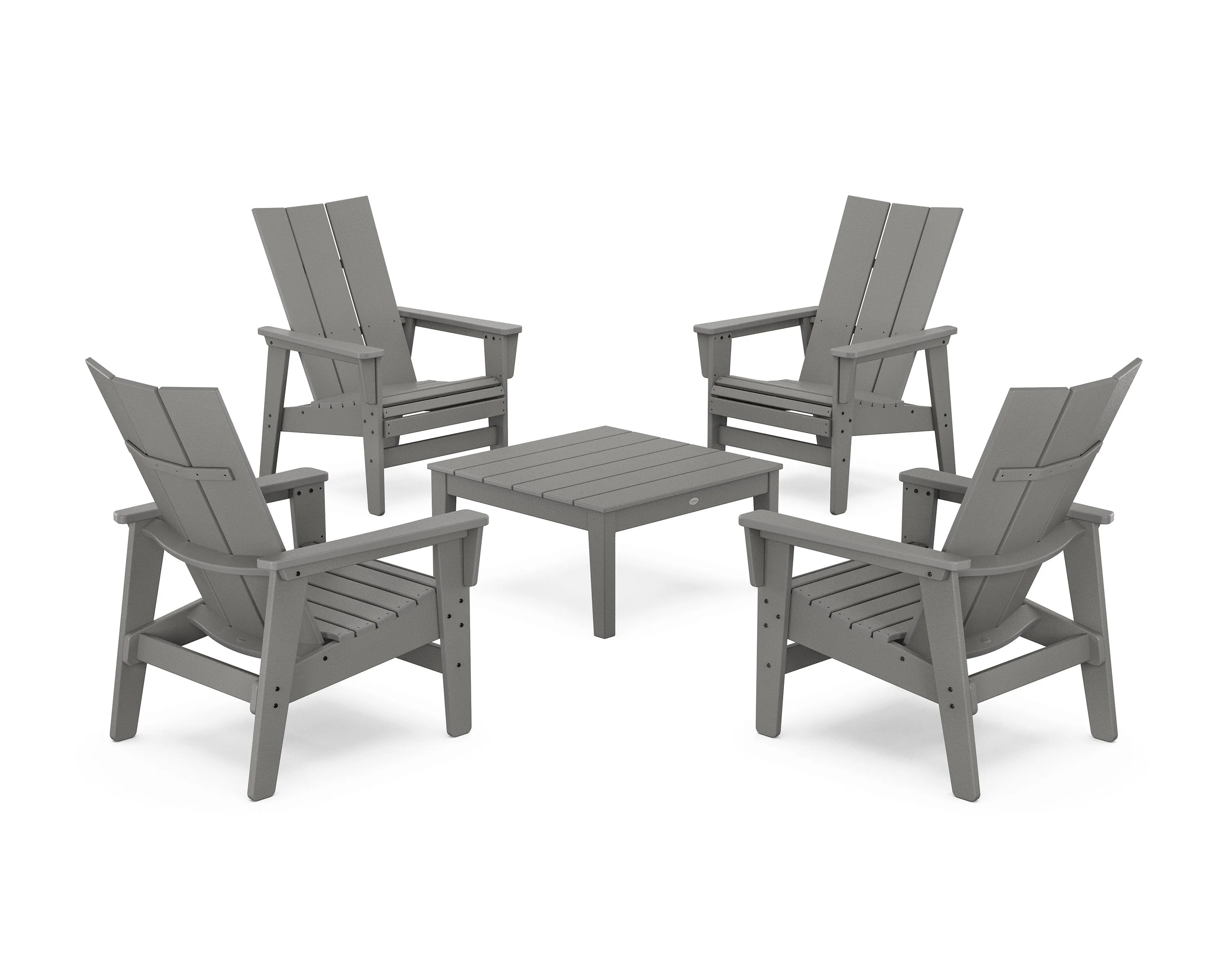 5-Piece Modern Grand Upright Adirondack Chair Conversation Groupoutdoor patio dining furniture set