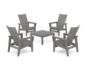5-Piece Modern Grand Upright Adirondack Chair Conversation Groupoutdoor patio dining furniture set