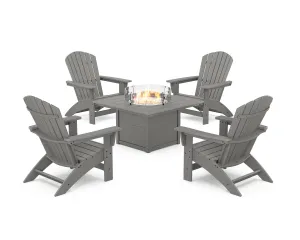 5-Piece Nautical Grand Adirondack Conversation Set with Fire Pit Tableoutdoor patio dining furniture set