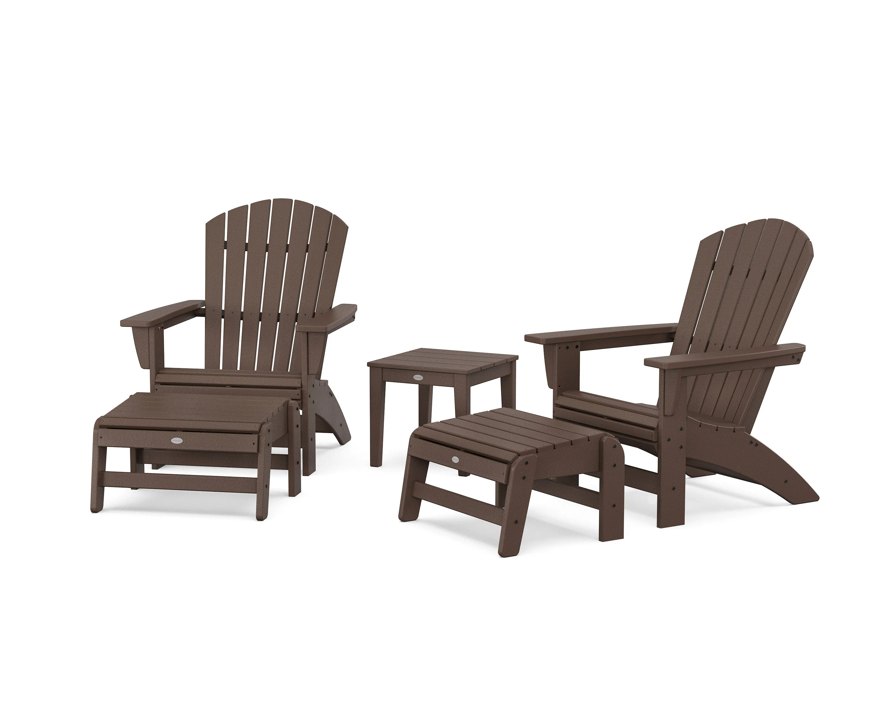 5-Piece Nautical Grand Adirondack Set with Ottomans and Side Table