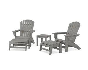 5-Piece Nautical Grand Adirondack Set with Ottomans and Side Tableoutdoor patio dining furniture set