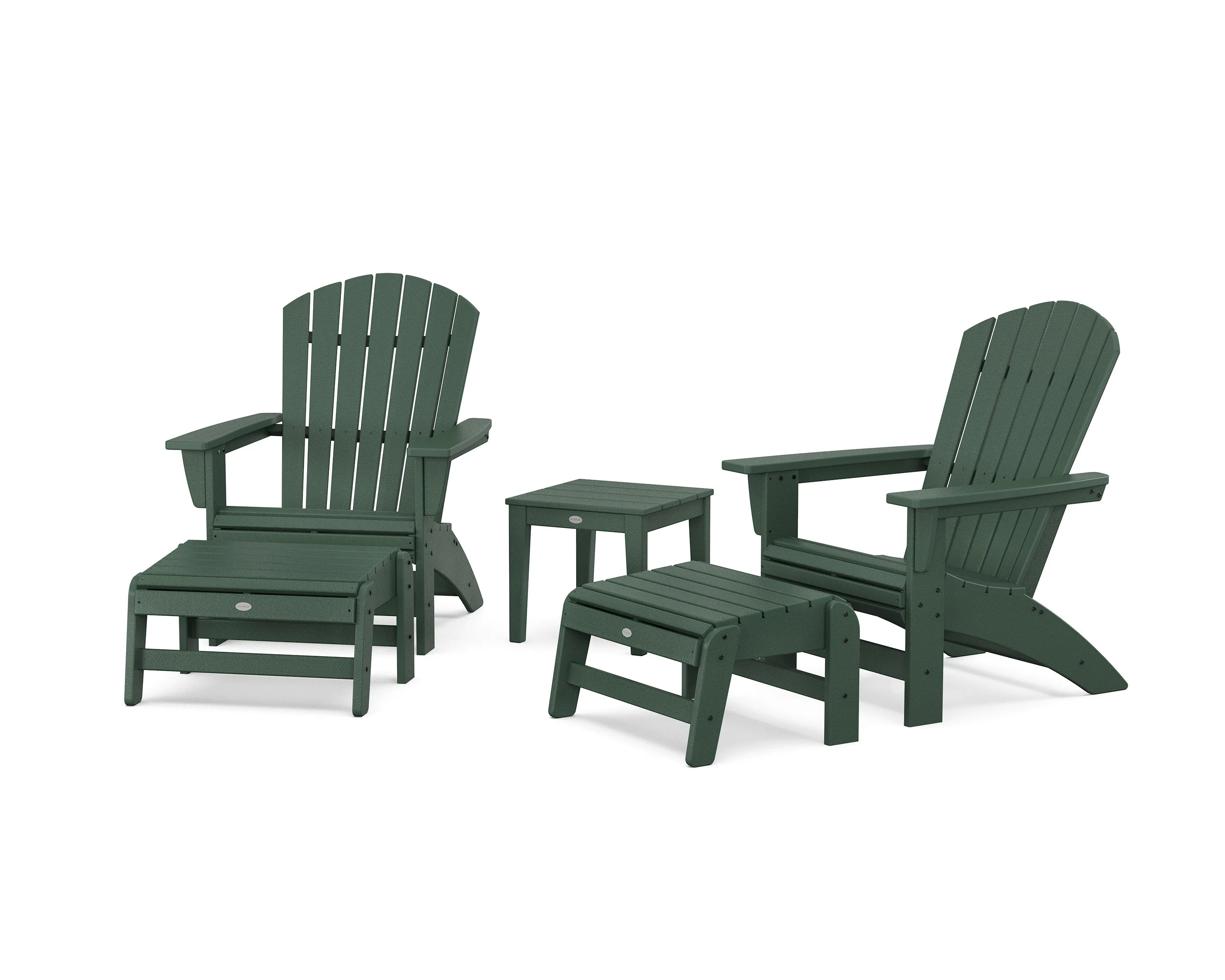 5-Piece Nautical Grand Adirondack Set with Ottomans and Side Table