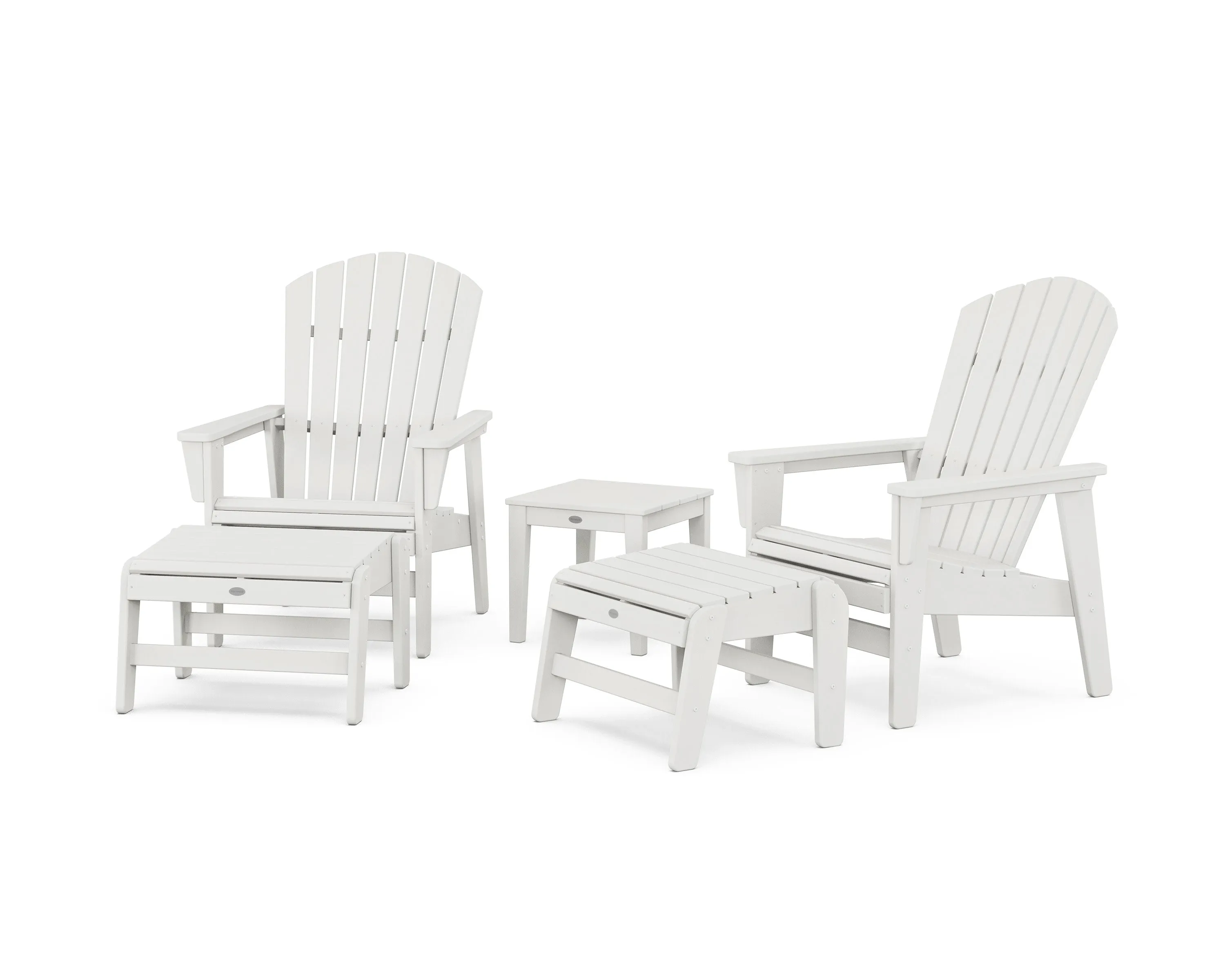 5-Piece Nautical Grand Upright Adirondack Set with Ottomans and Side Table