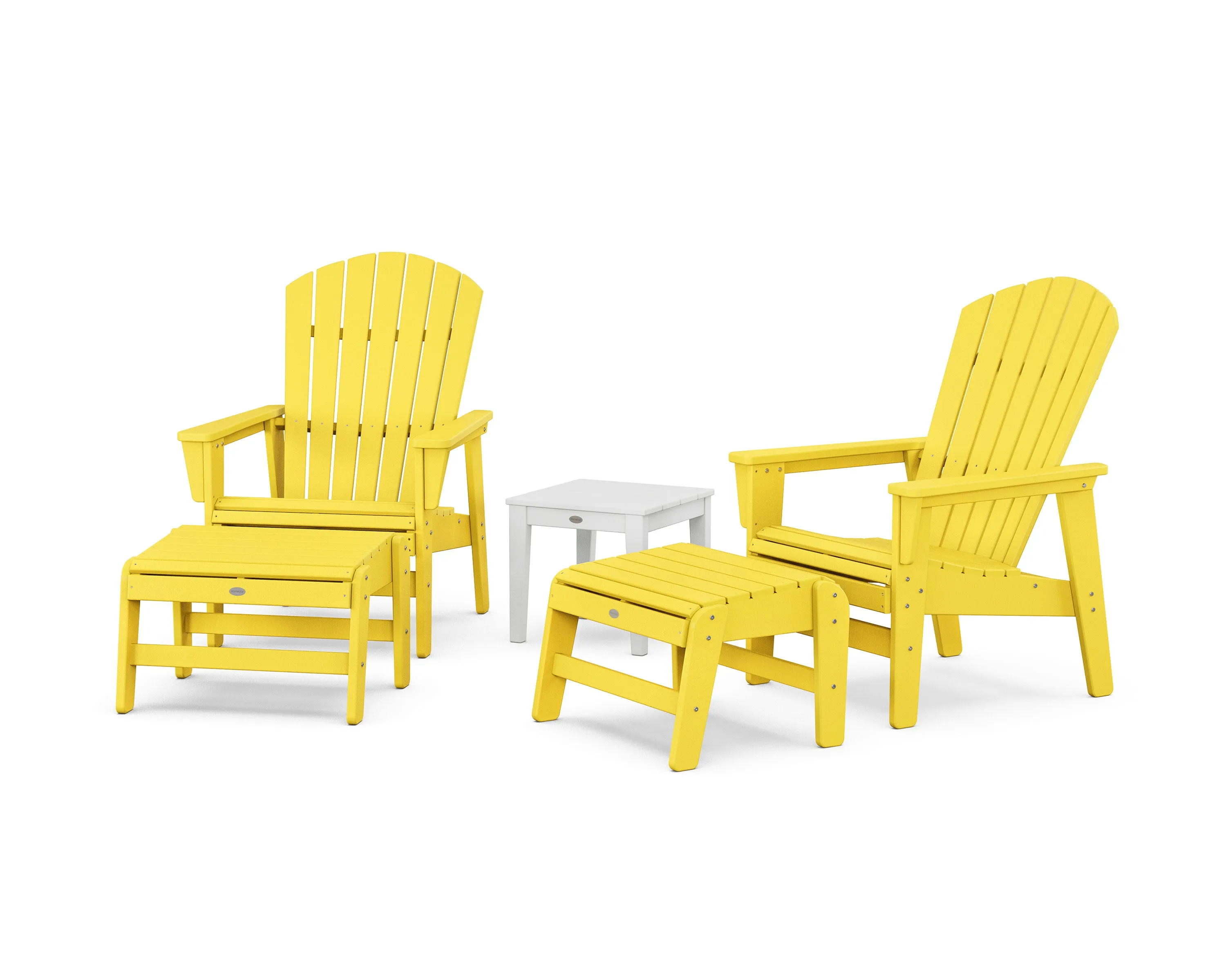 5-Piece Nautical Grand Upright Adirondack Set with Ottomans and Side Table