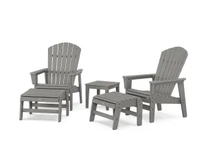 5-Piece Nautical Grand Upright Adirondack Set with Ottomans and Side Tableoutdoor patio dining furniture set