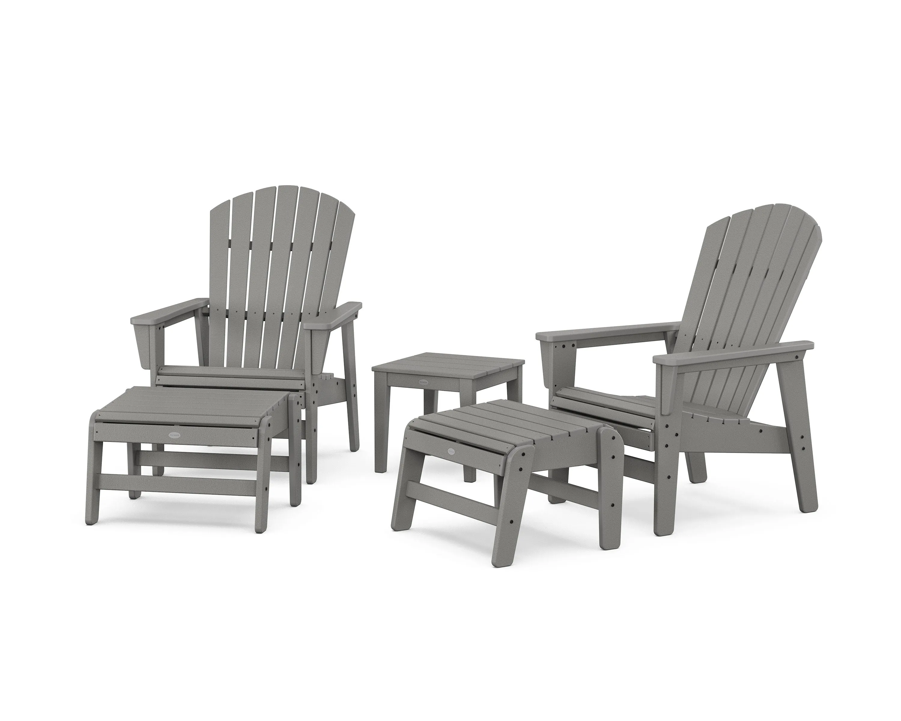 5-Piece Nautical Grand Upright Adirondack Set with Ottomans and Side Tableoutdoor patio dining furniture set