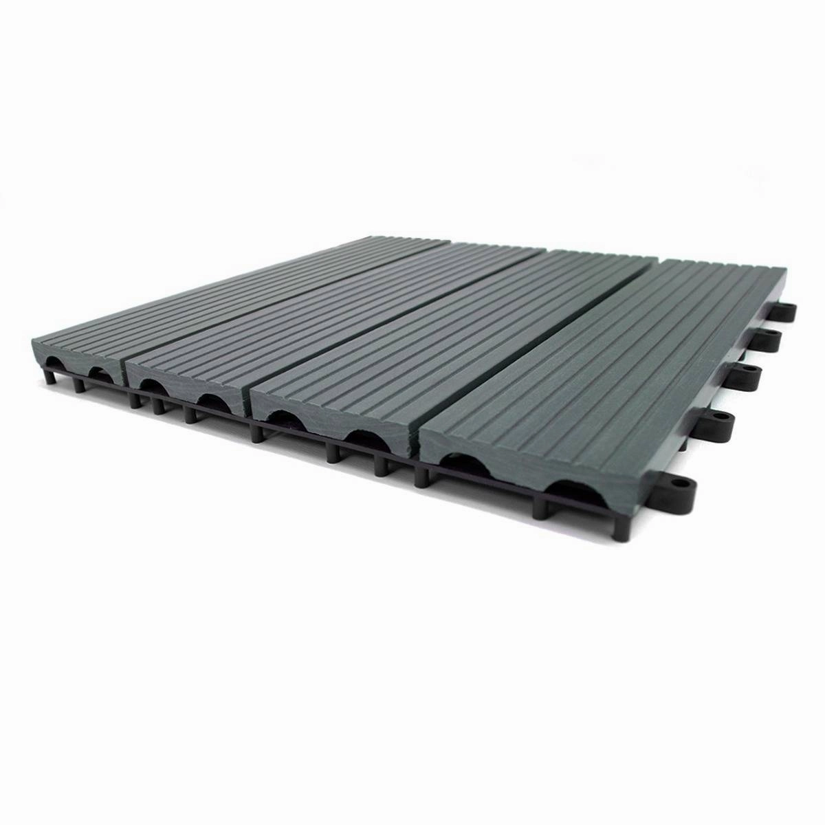 66 x WPC Decking Floor Tiles 30x30cm - Grey