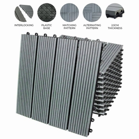 66 x WPC Decking Floor Tiles 30x30cm - Greyoutdoor patio furniture set