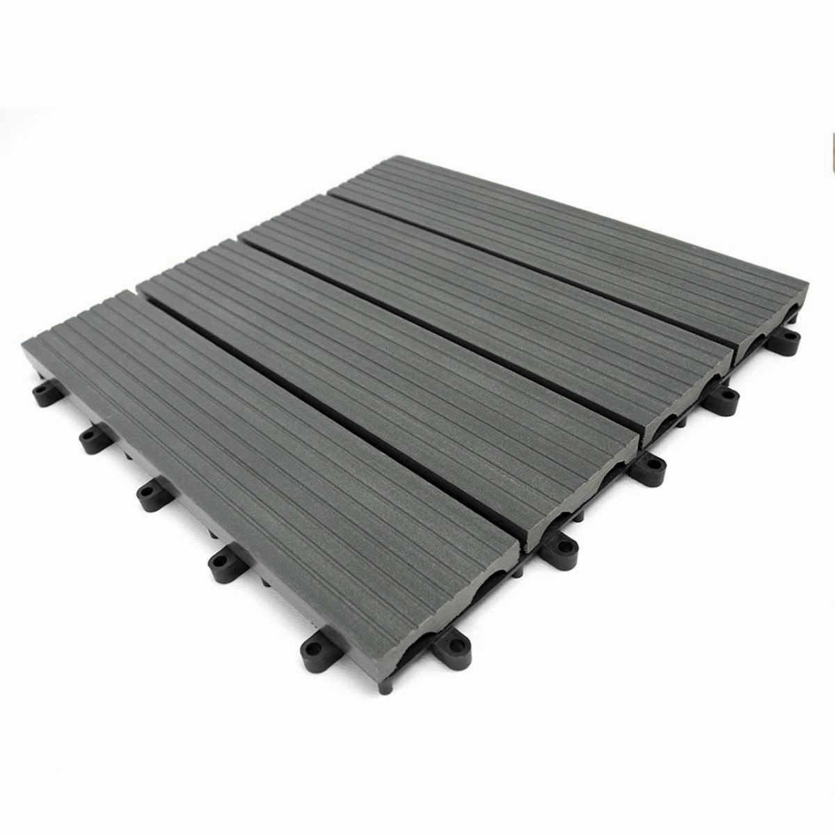 66 x WPC Decking Floor Tiles 30x30cm - Grey